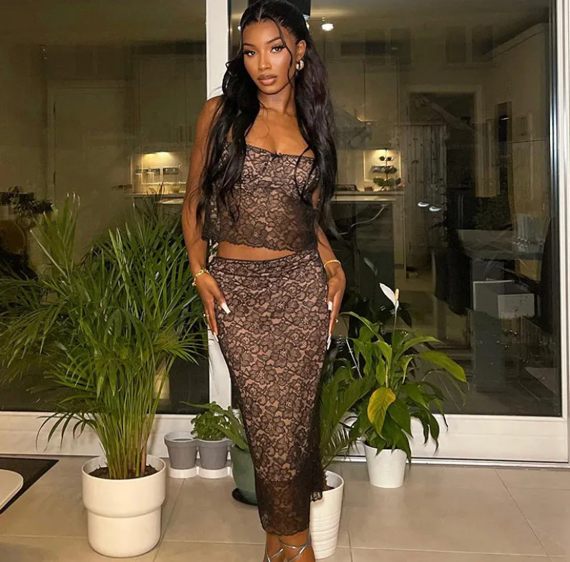 Mesh Lace Floral Co Ord