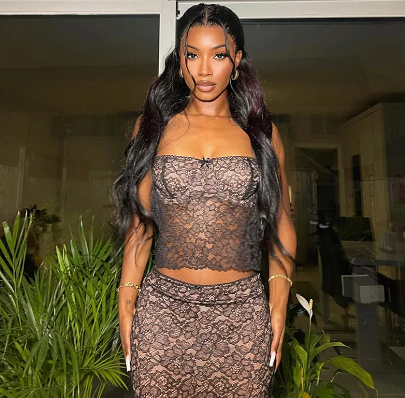 Mesh Lace Floral Co Ord