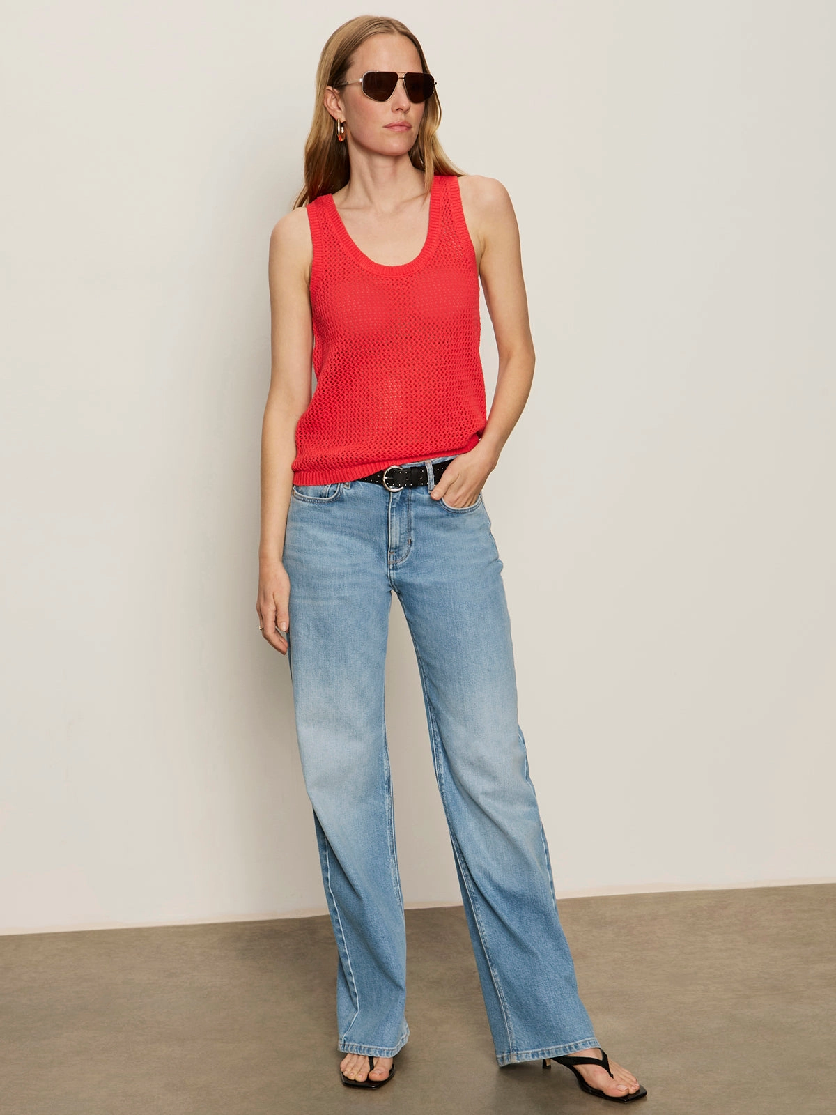 Mesh Stitch Shell Sweater Cayenne Versatile Casual Look Water Repellent Finish