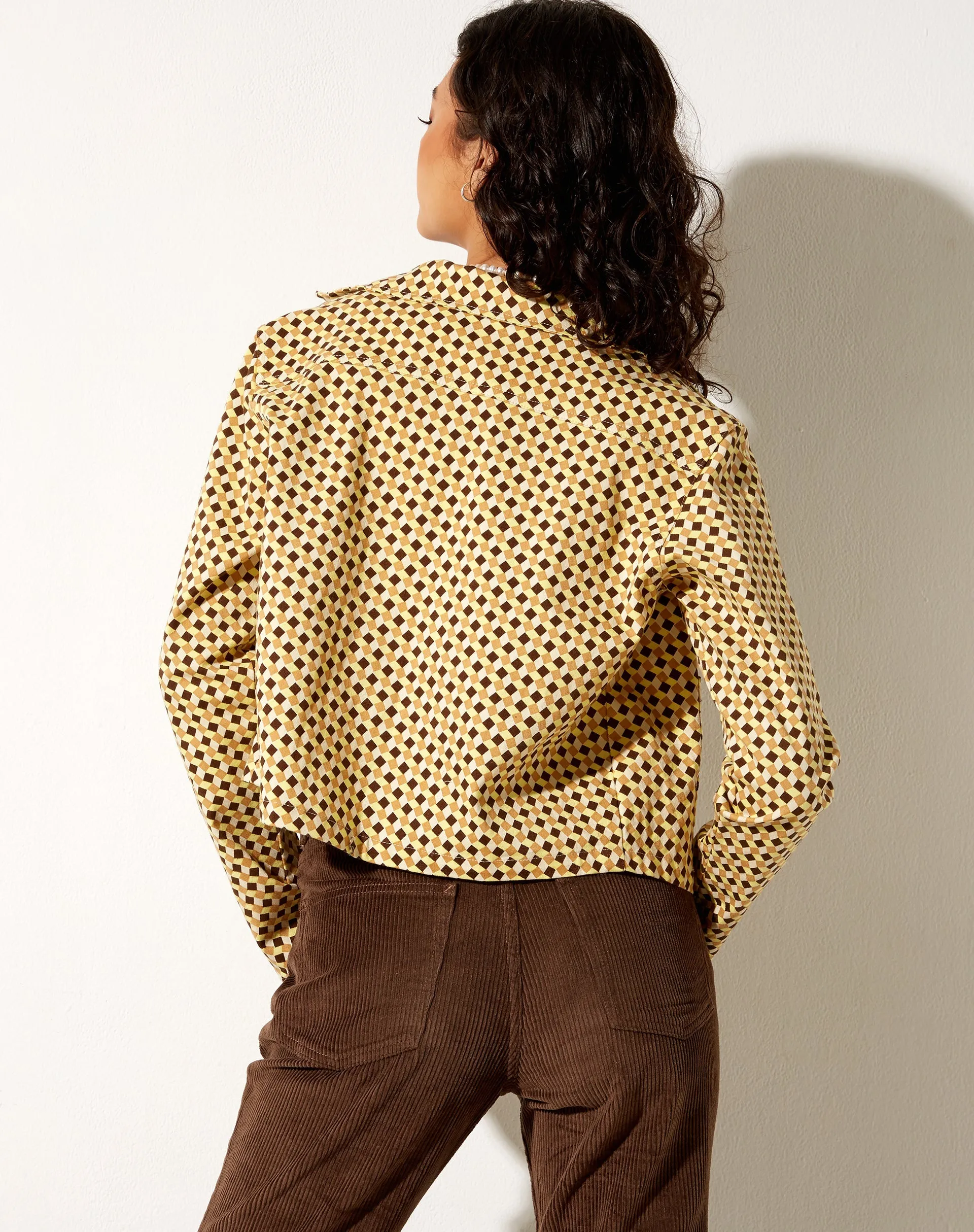 Mesha Jacket in Wavy Checker Yellow