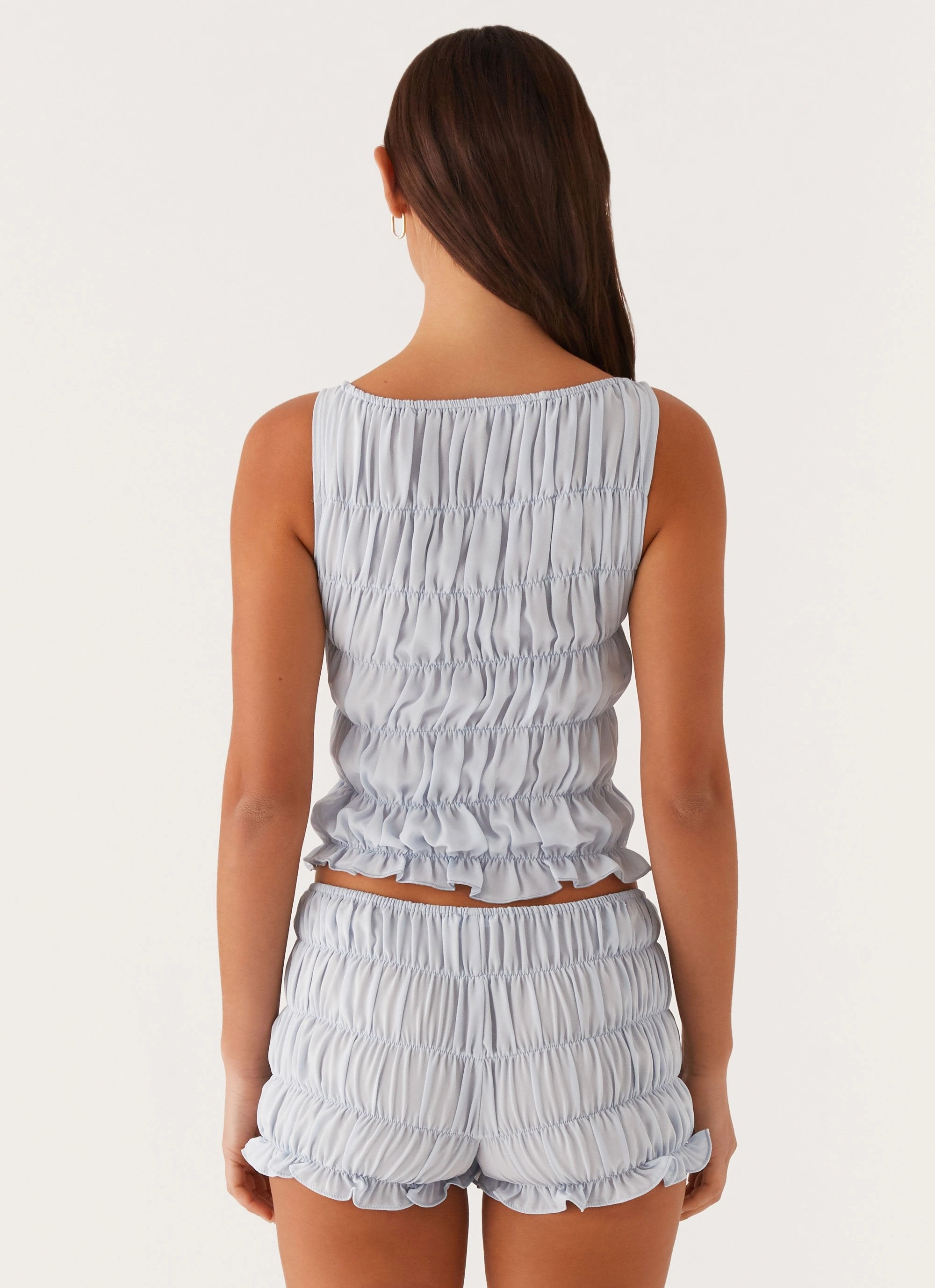 LayeredCuff Messina Ruched Tank Top - Blue