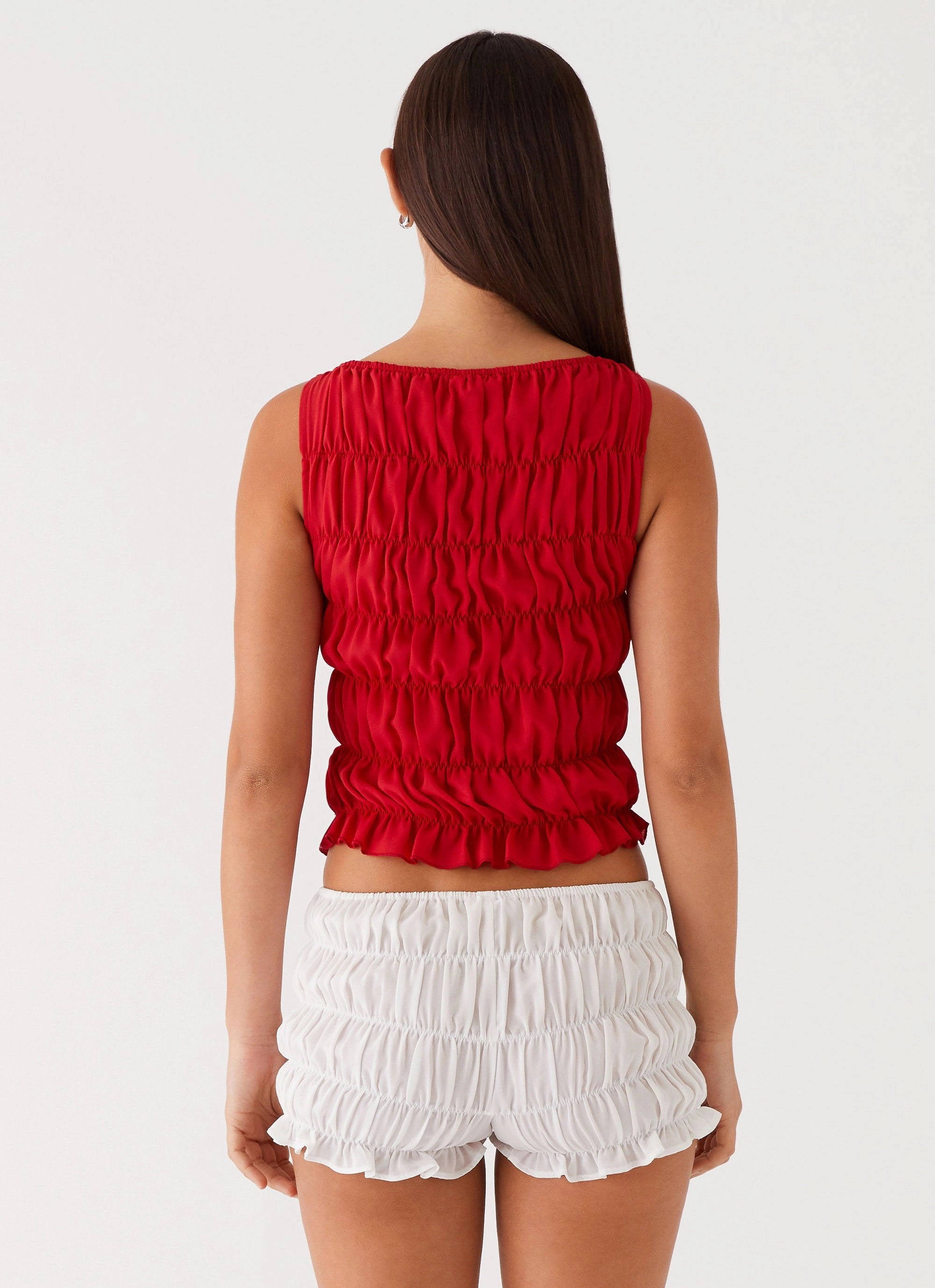 Messina Ruched Tank Top - Red StainRepellentCoating