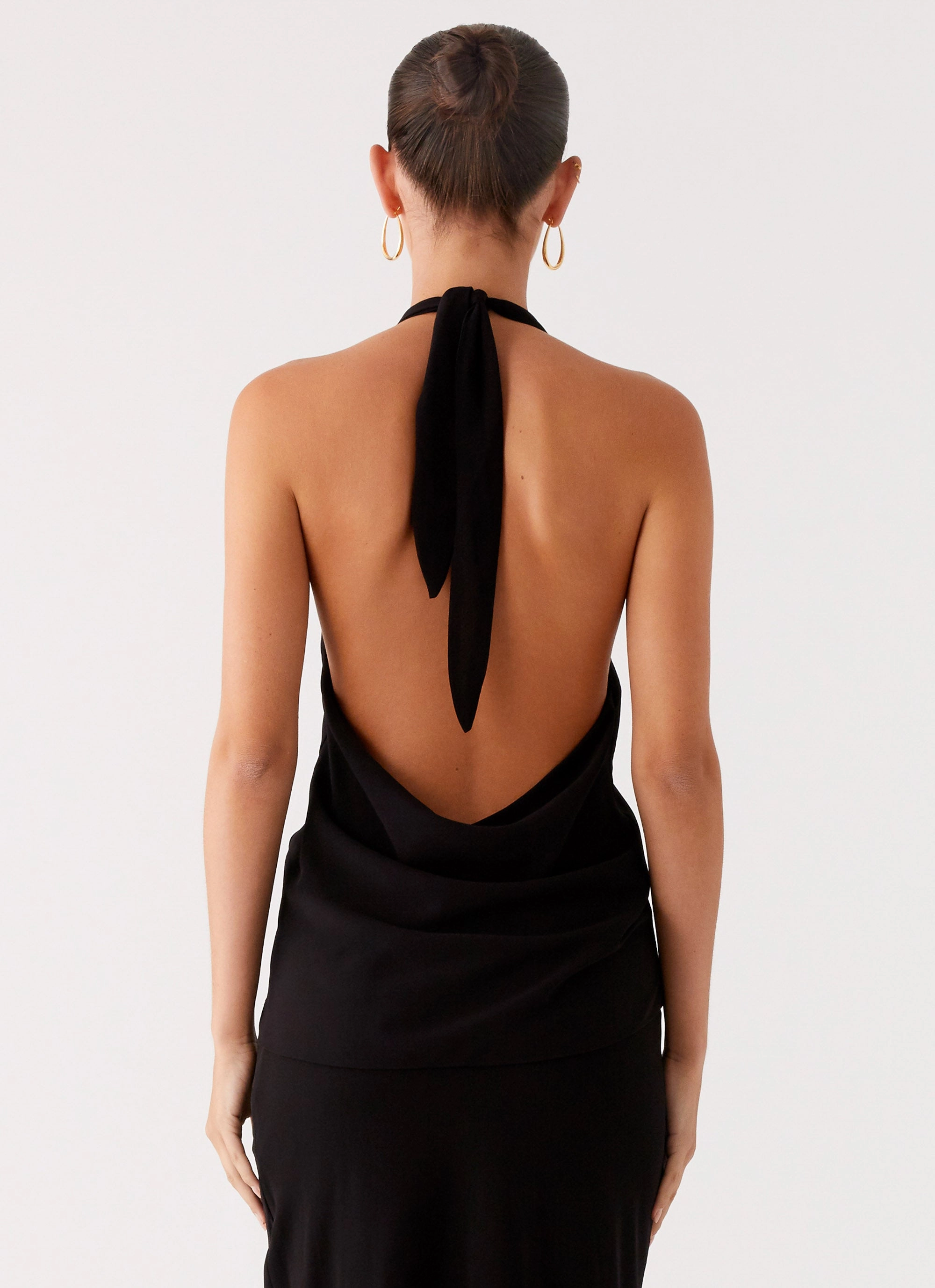 Michaella Chiffon Twist Top - Black Compression Fit