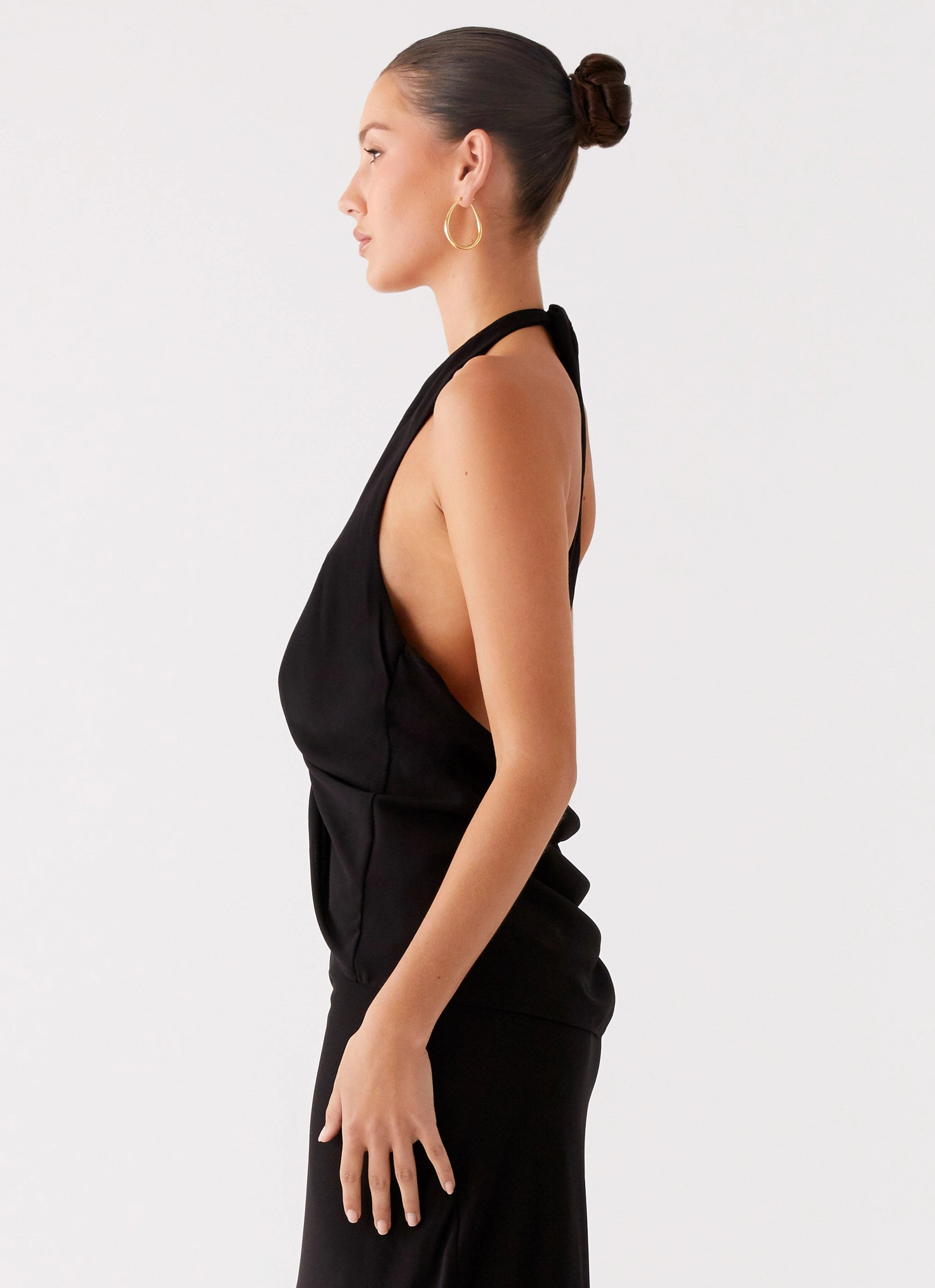 Michaella Chiffon Twist Top - Black LightweightLayeredFabric DurableCollarStays