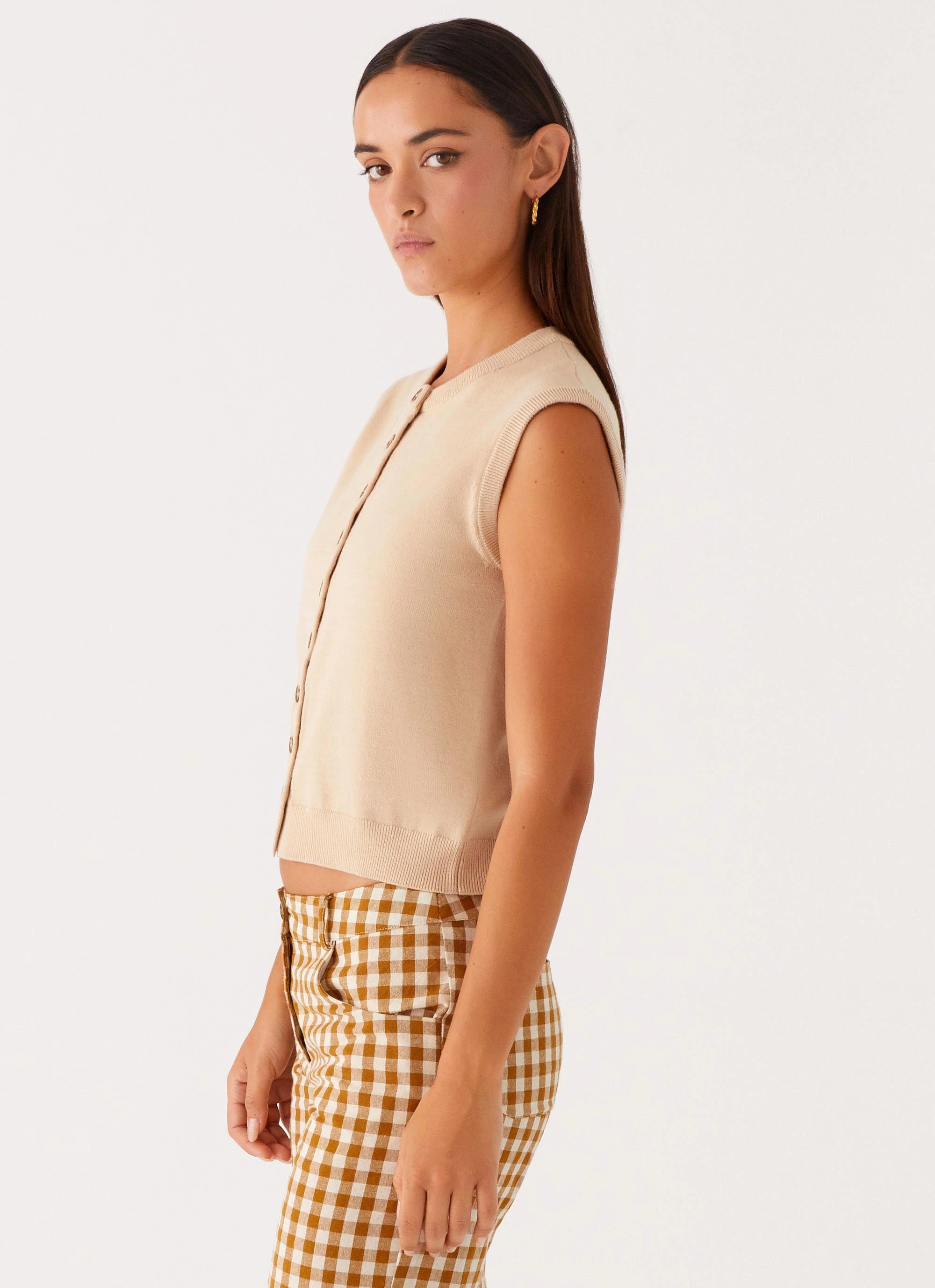 Organic Cotton Fiber Mickey Knit Vest - Cream