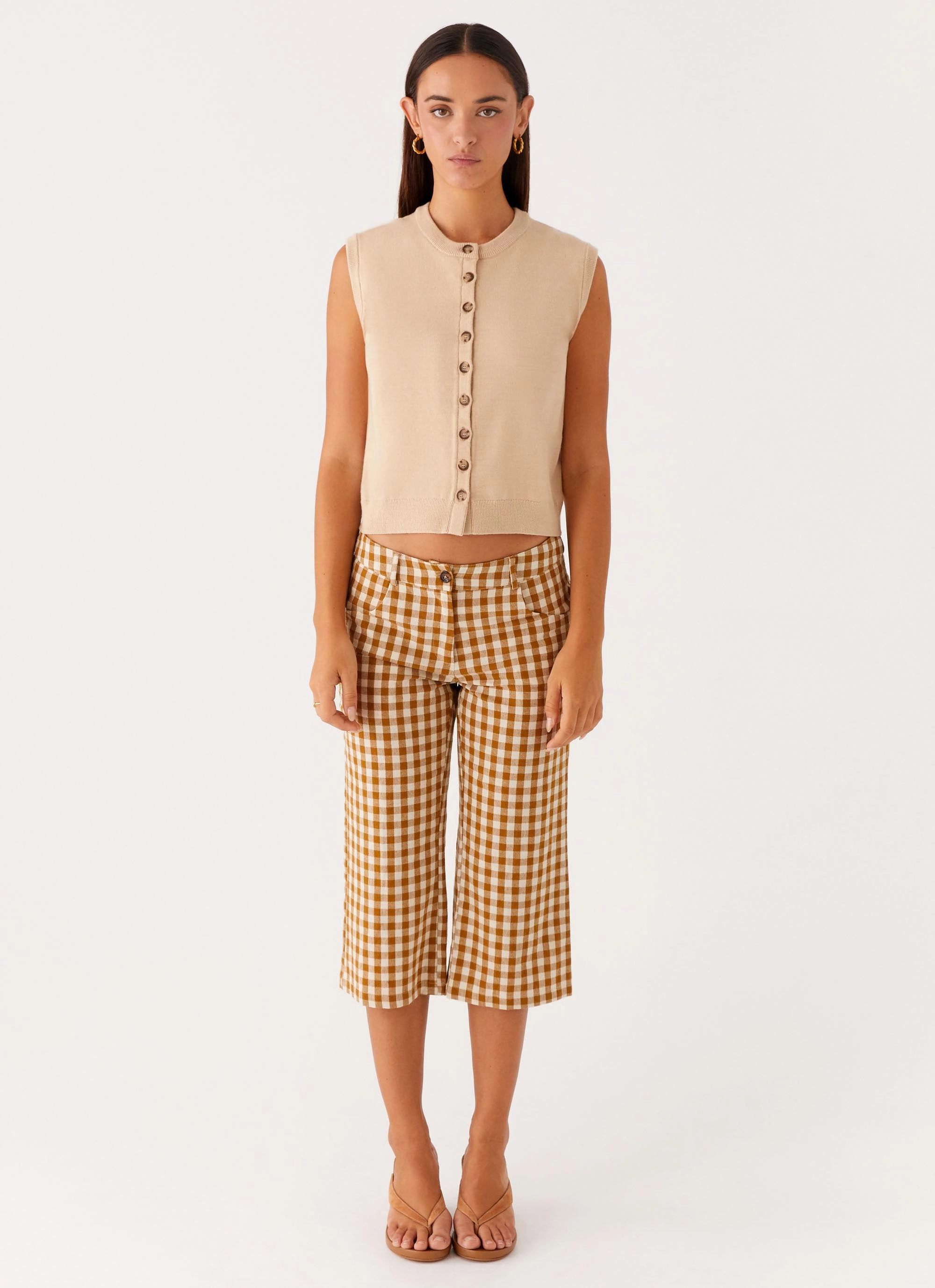 Low Profile Zipper Closure Butter Soft Handfeel Mickey Knit Vest - Cream