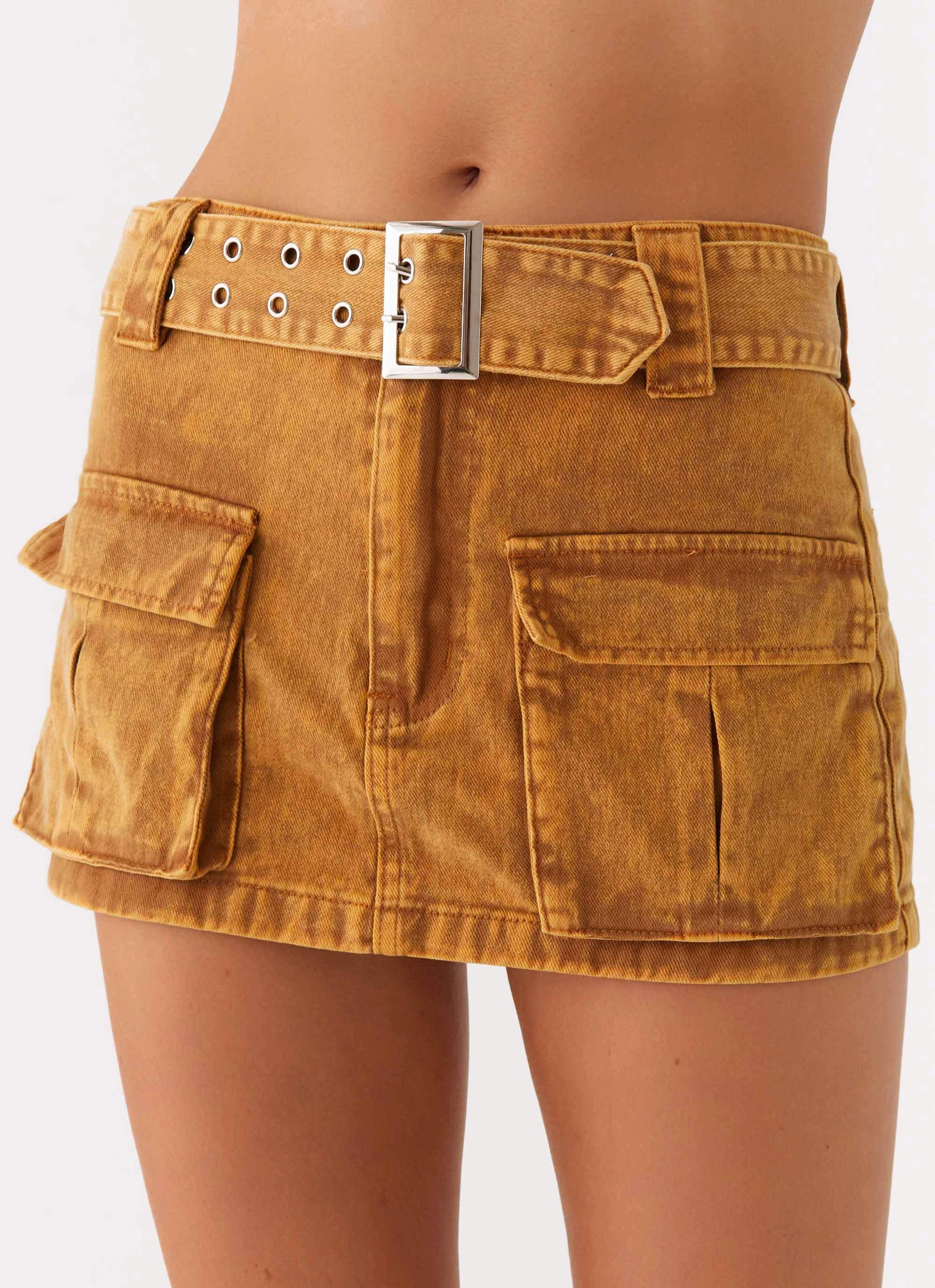 Chic Fit Chafe-Free Fit Burning Bridges Mini Skirt - Brown
