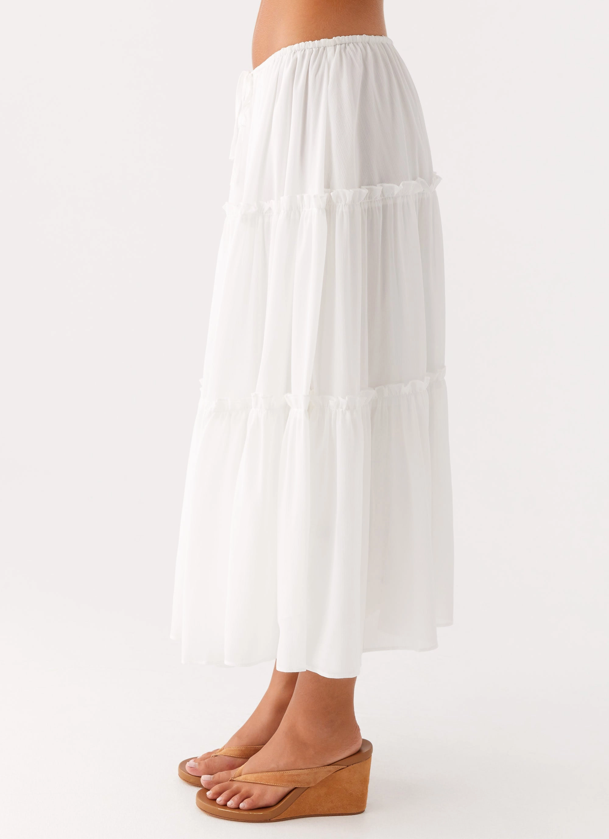 Evi Midi Skirt - Ivory Breathable Comfort Design SoftTouchFinish