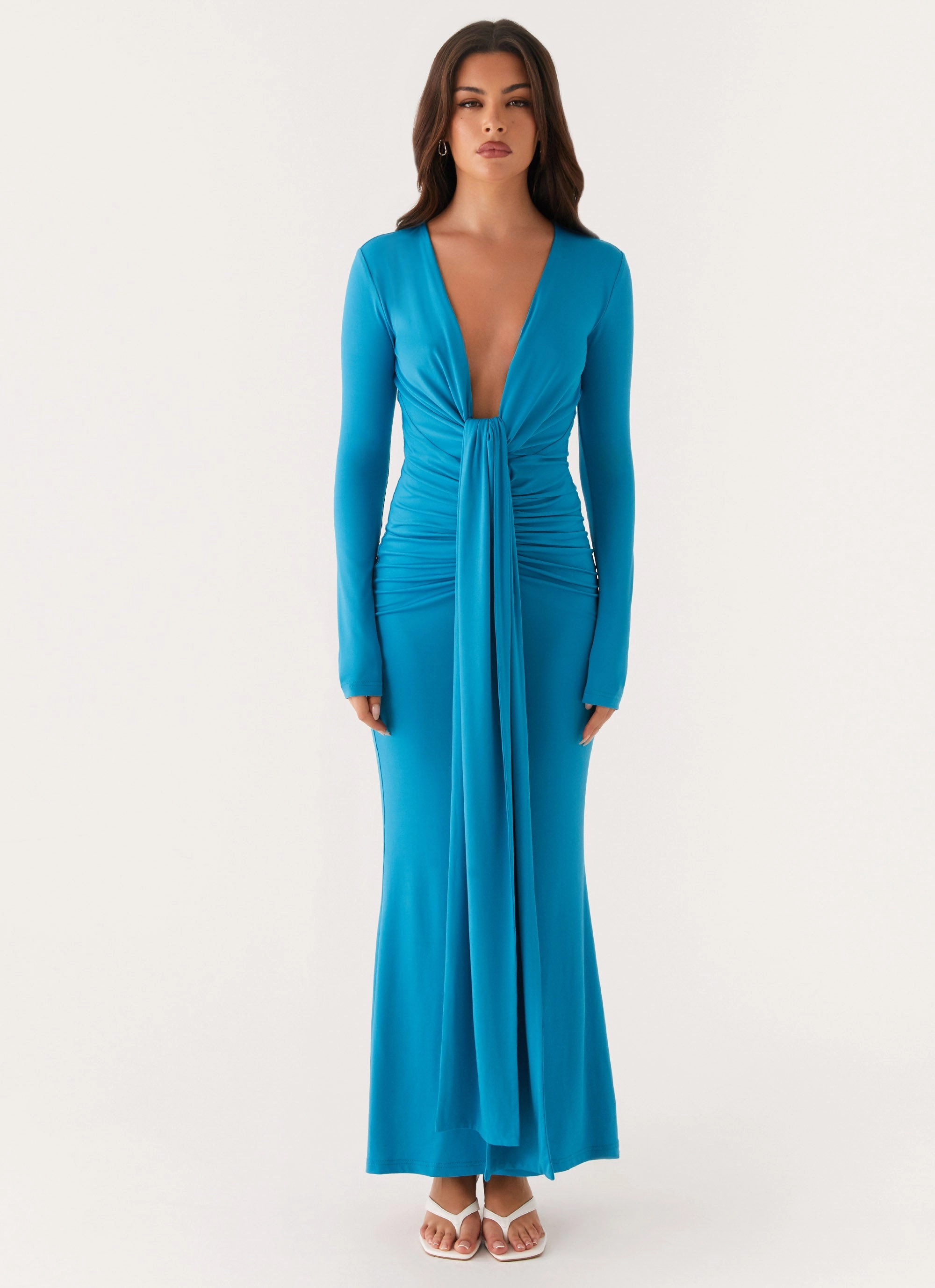Chic formal attire Miesha Long Sleeve Maxi Dress - Blue