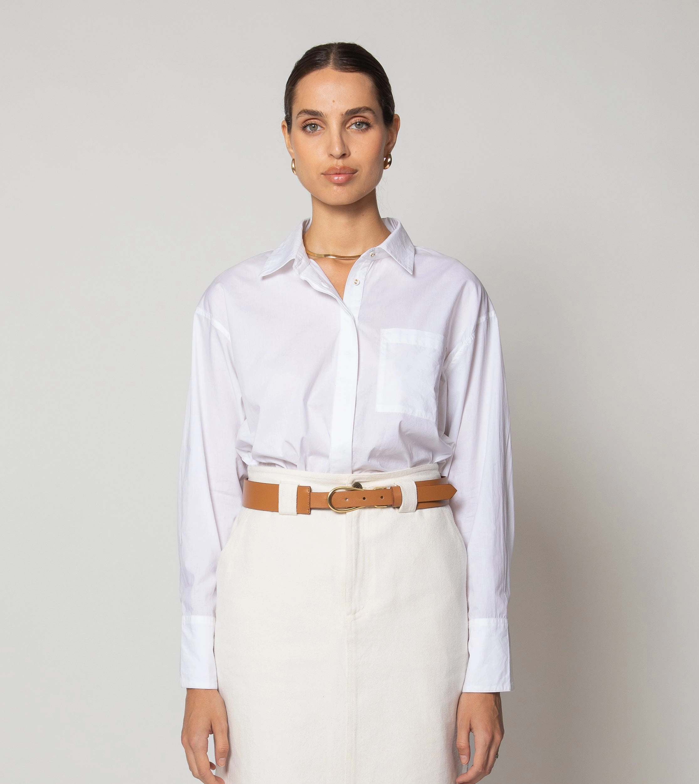 Flexible Knit Blend Breathable Microfiber Miller Shirt | White