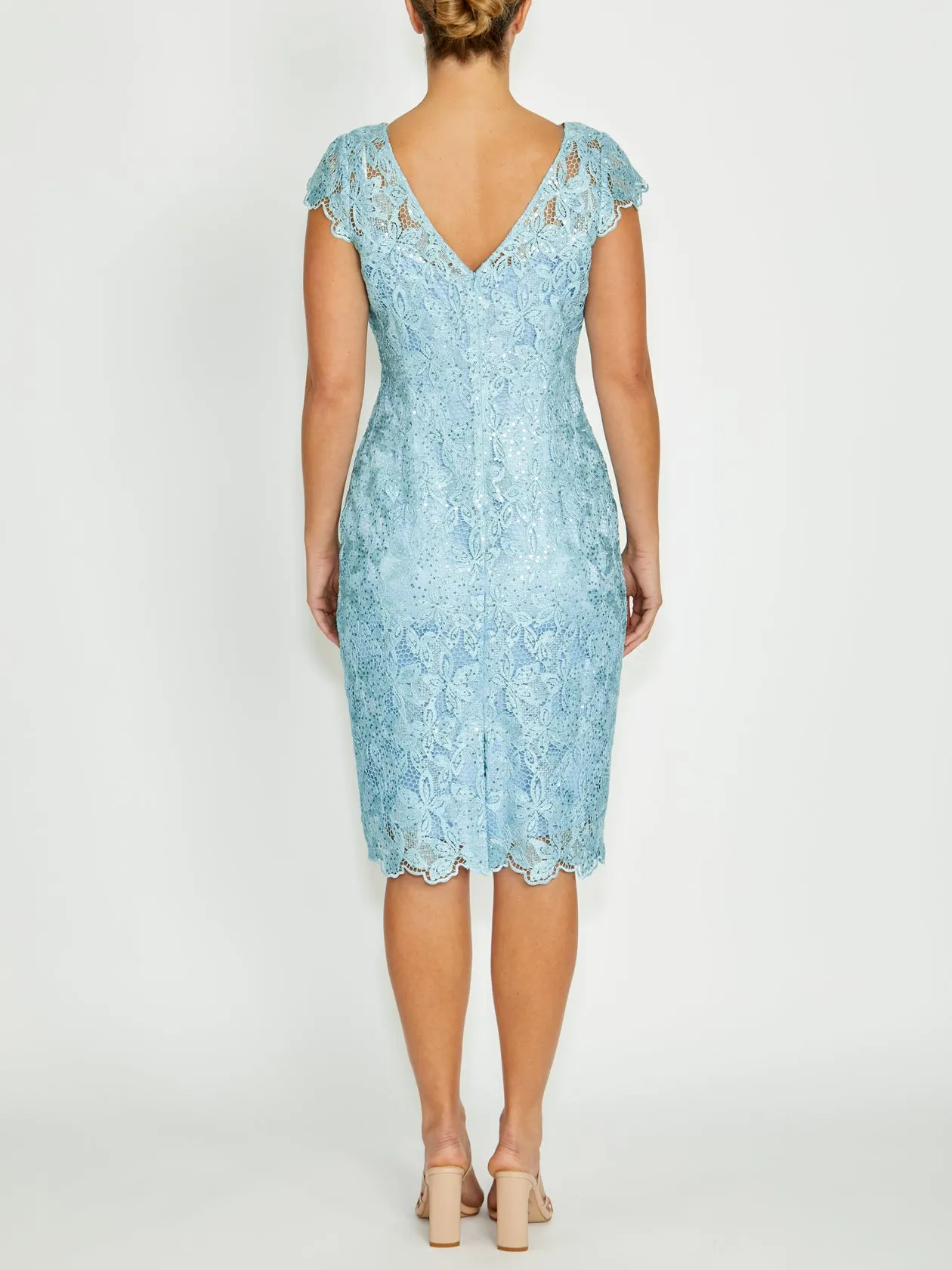 StretchableKnit Comfy Detail Millicent Silver Mint Dress