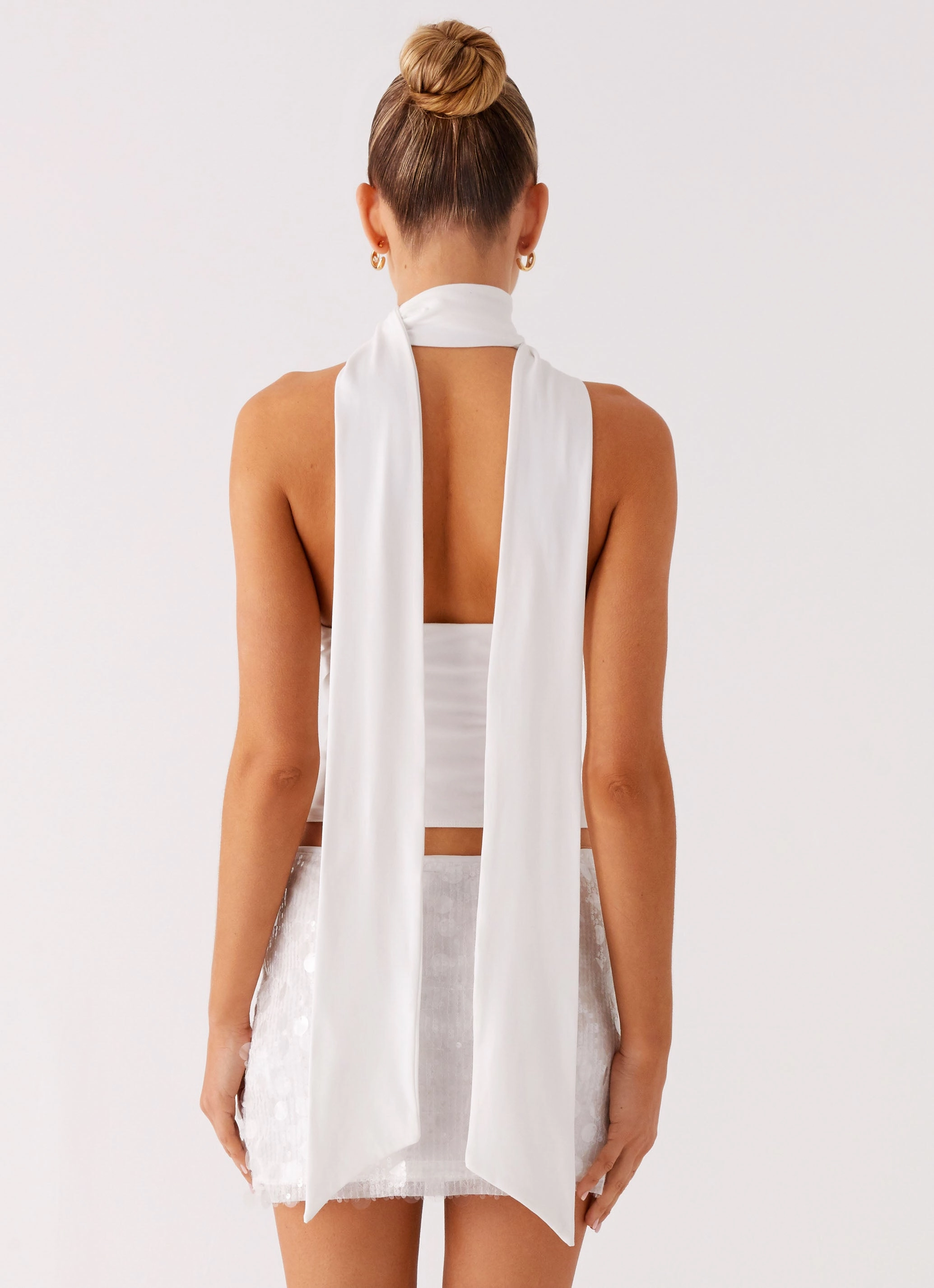 Milos Scarf Halter Neck Top - White SustainableBlend