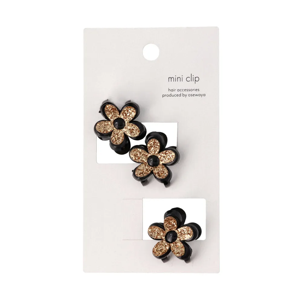 Mini Glitter Flower Hair Clip Set