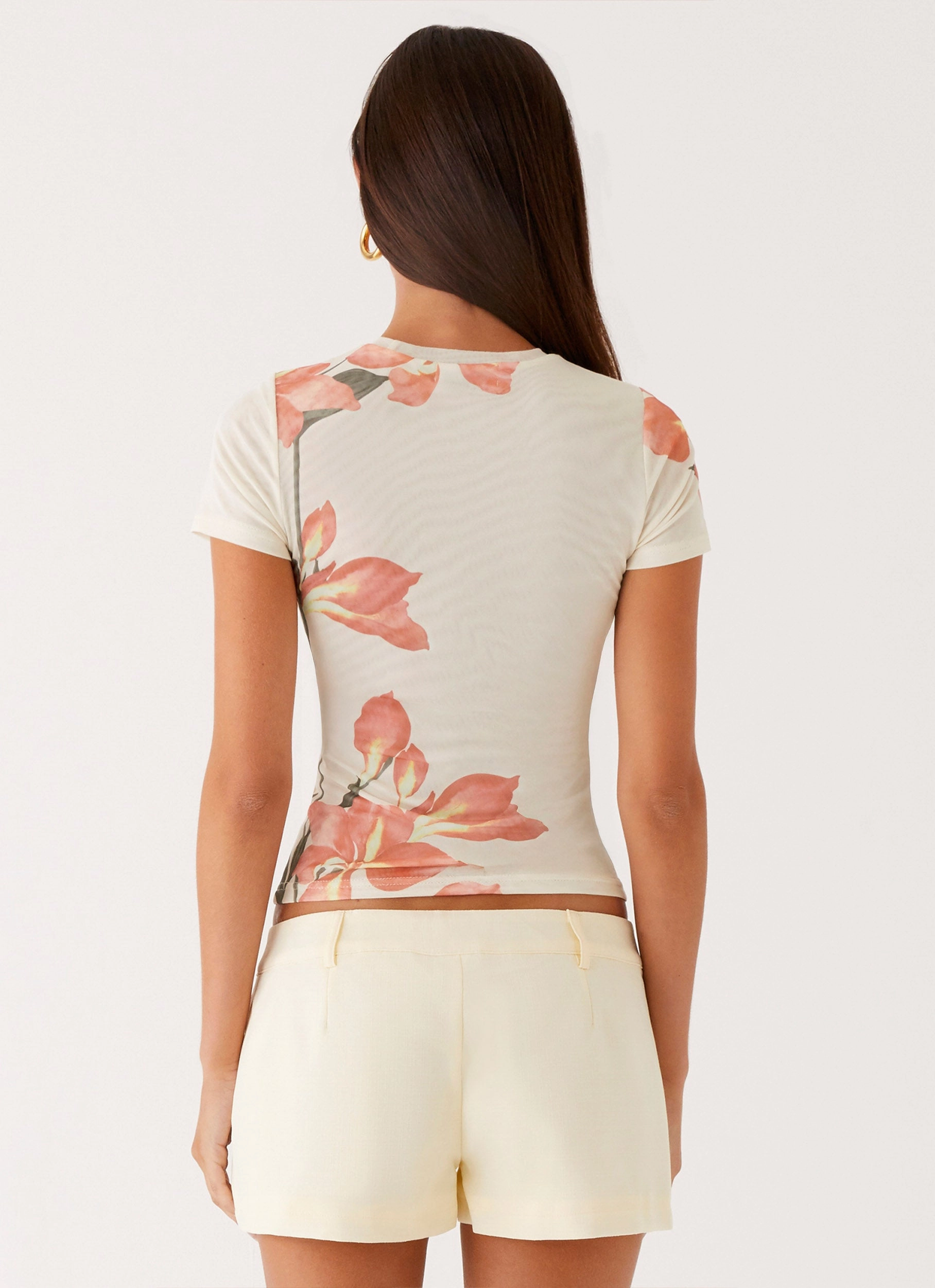 Late Night Mesh Baby Tee - Siena Floral SnagResistant Fabric