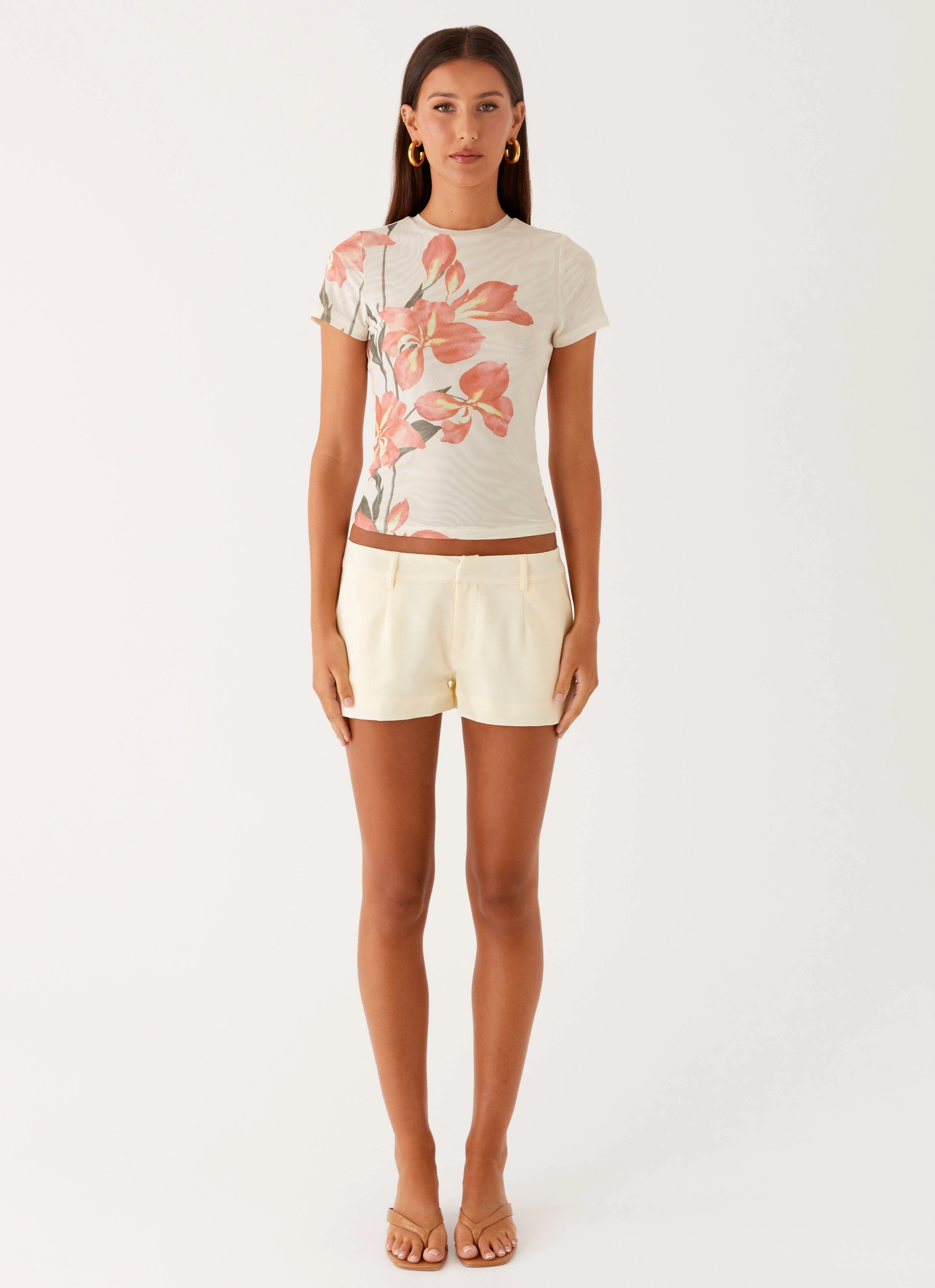 Late Night Mesh Baby Tee - Siena Floral Ethical production