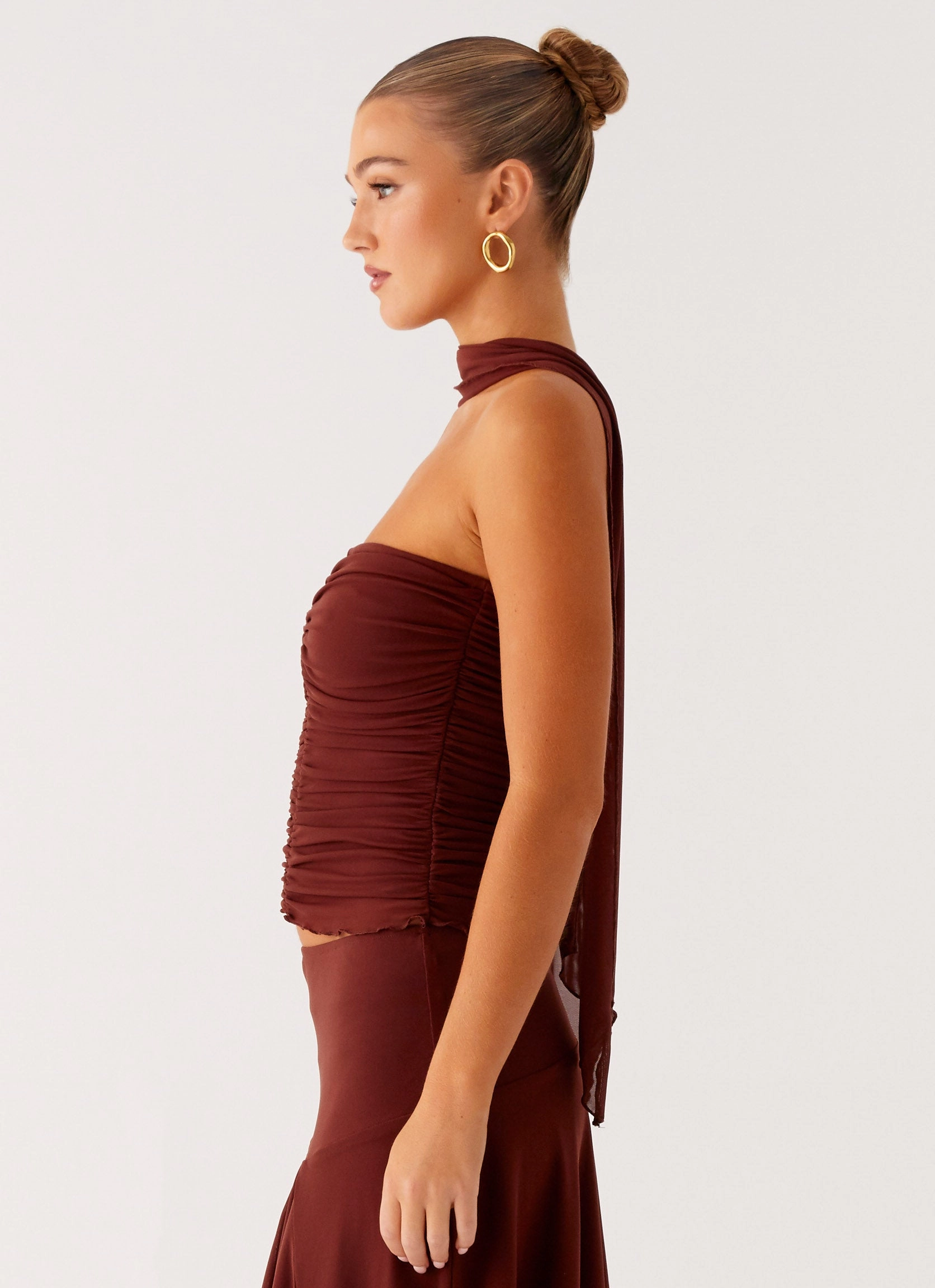 Winter Hoodie Mirage Scarf Top - Chocolate