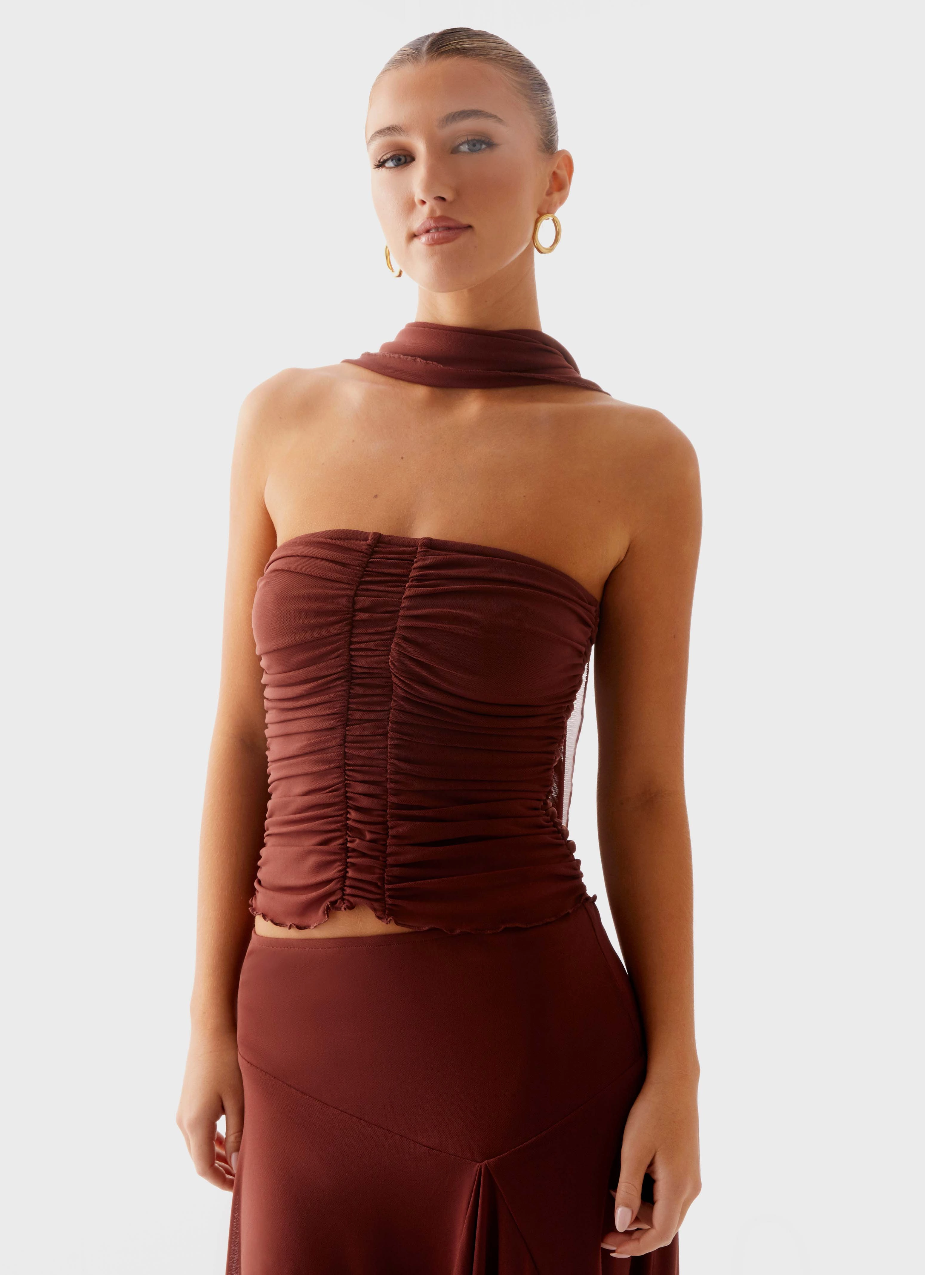 Mirage Scarf Top - Chocolate Torsion Support Structure