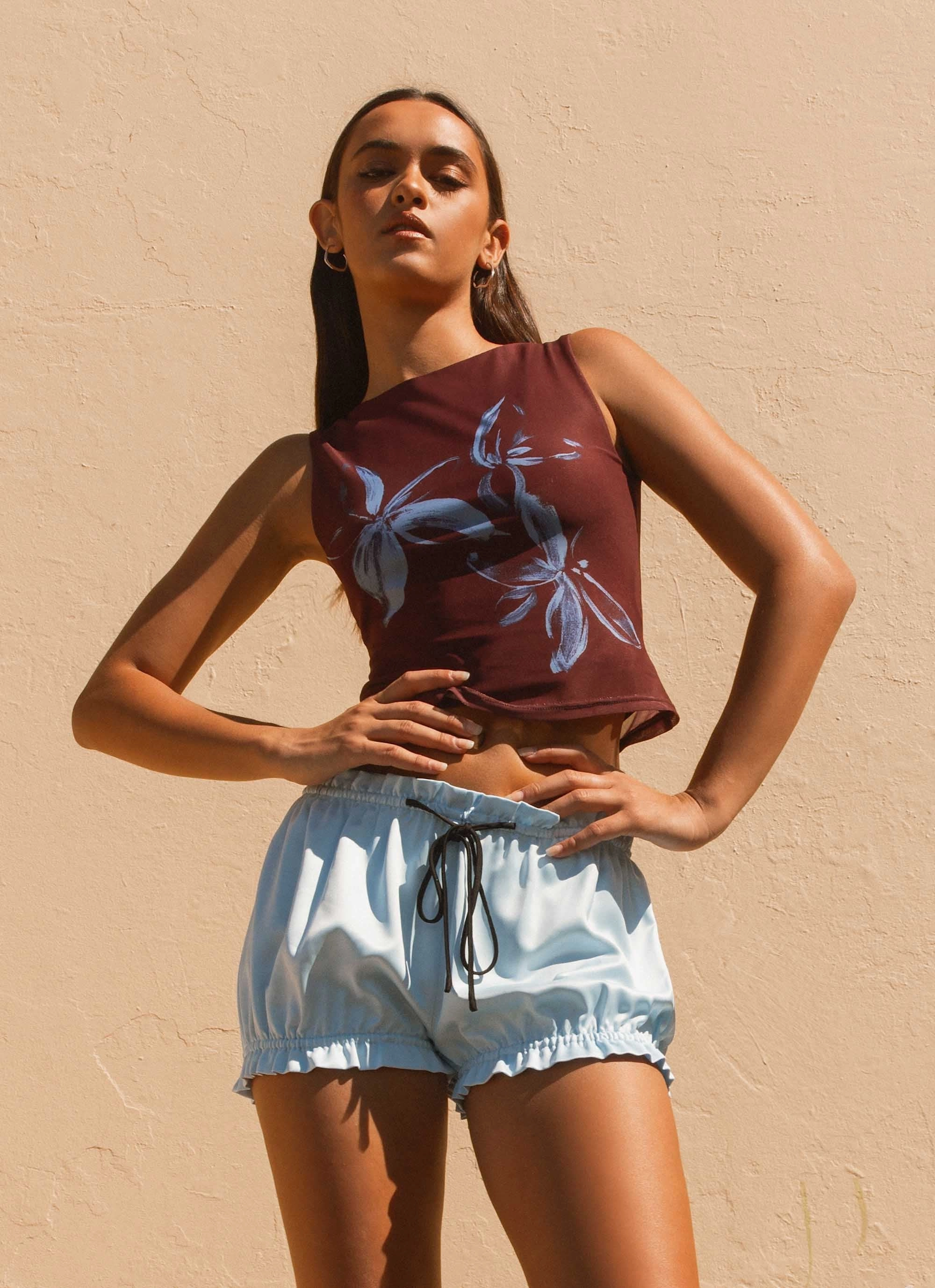 Speak Now Mesh Top - Brown WrinkleFree Finish FadeResistant