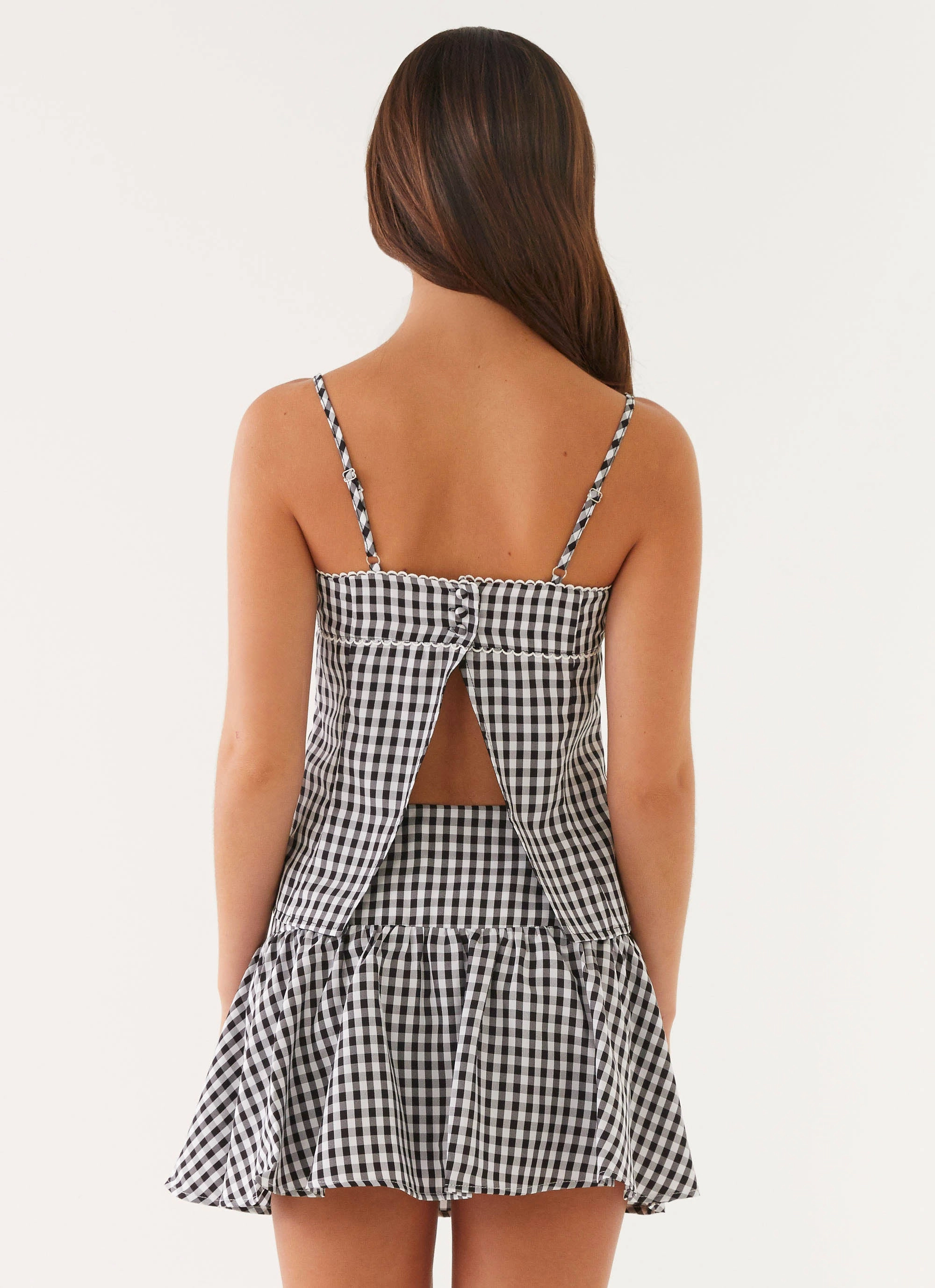 Breathable Material Bellamy Top - Black Gingham
