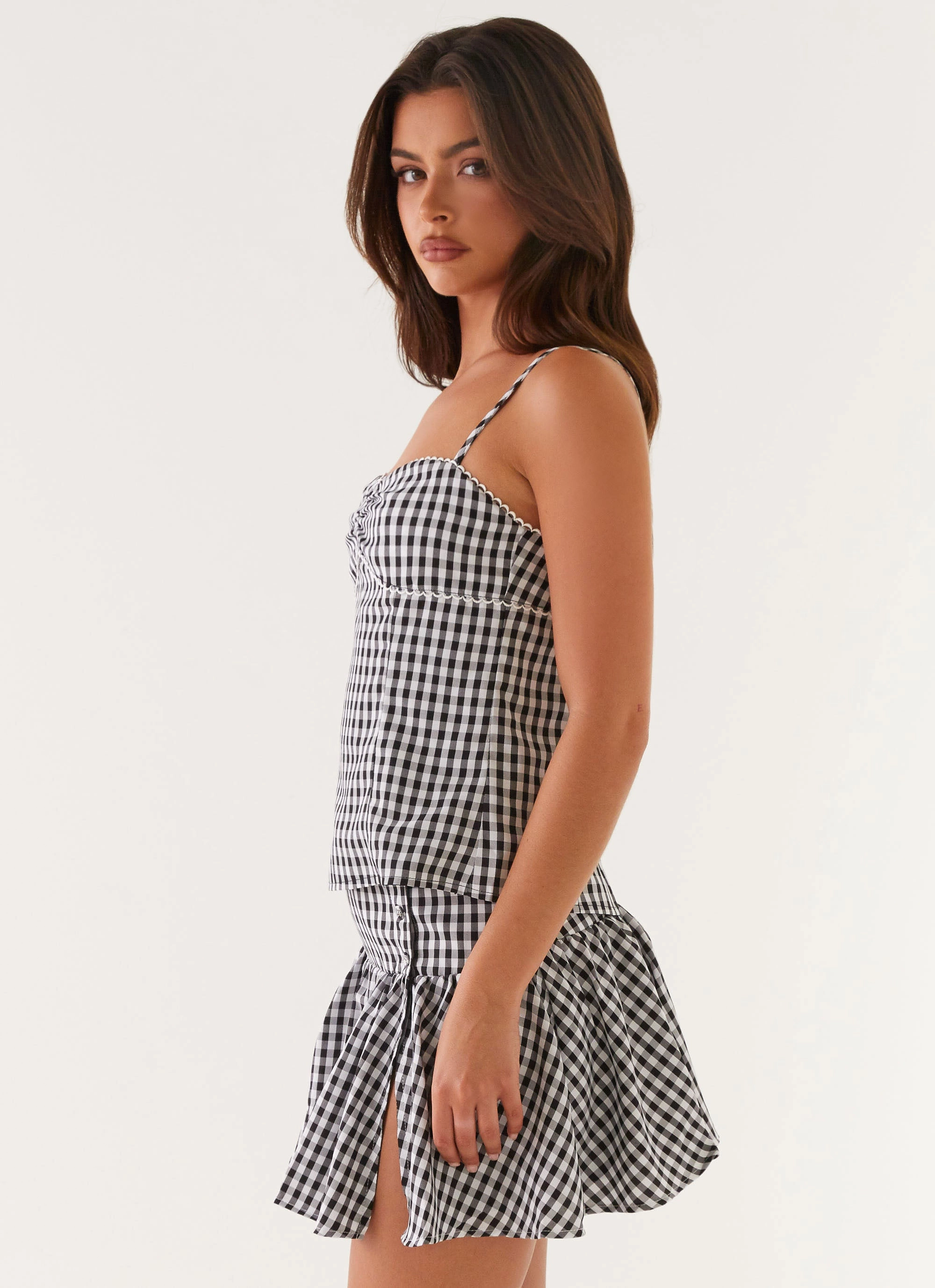 Bellamy Top - Black Gingham Ventilation Panel