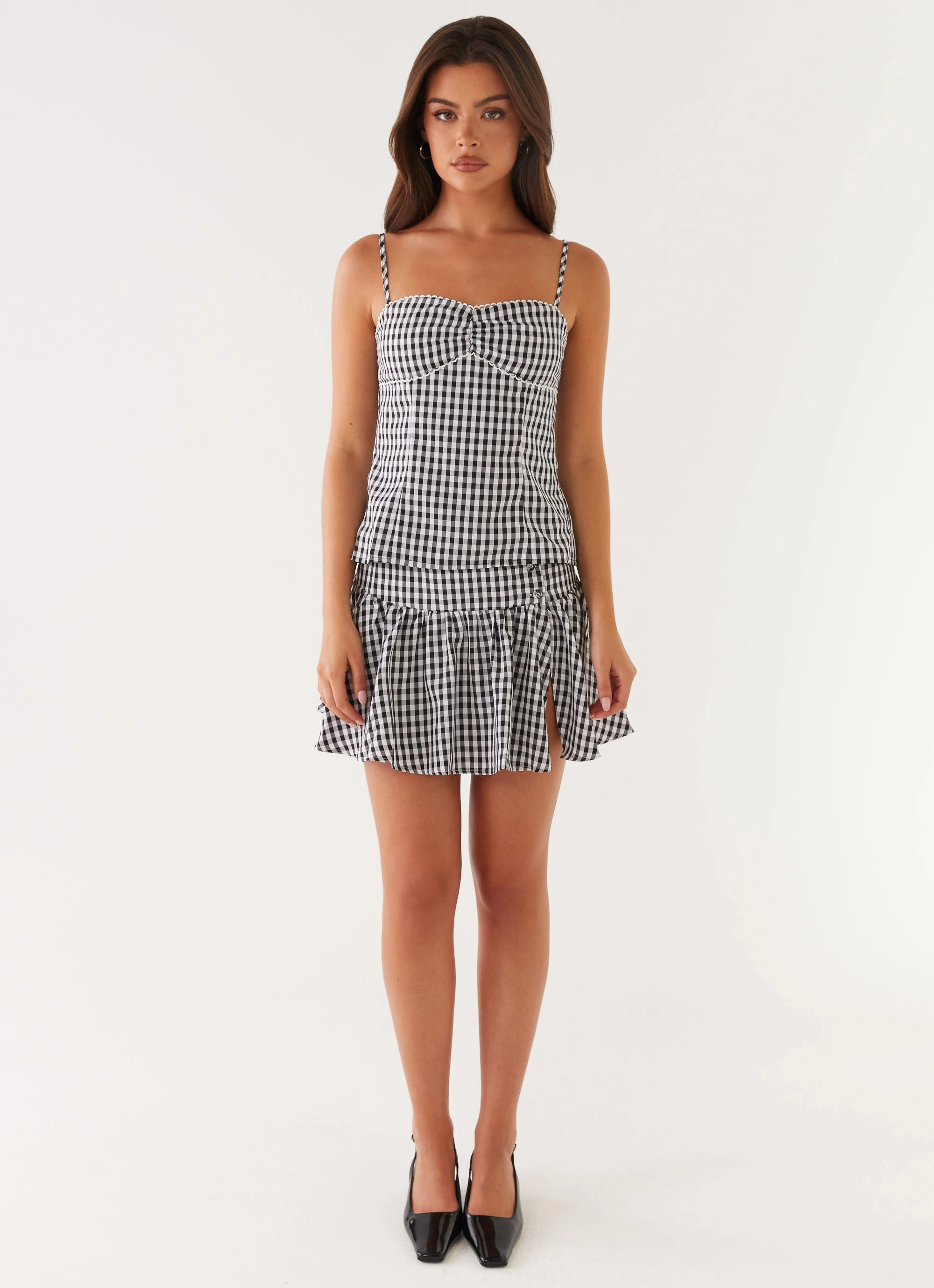 Bellamy Top - Black Gingham DoubleLayered