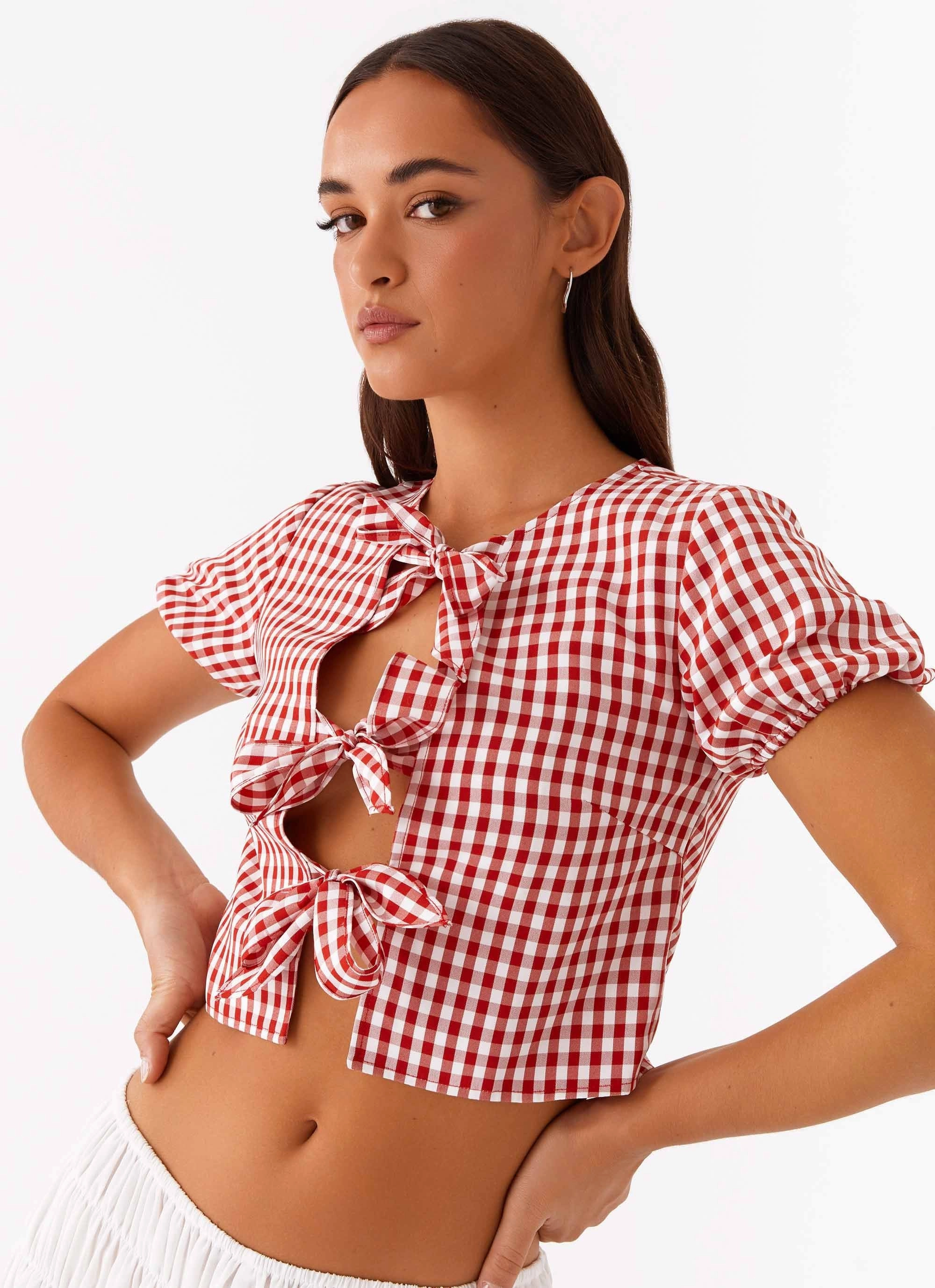 Pandora Blouse - Red Gingham Cozy Blouse