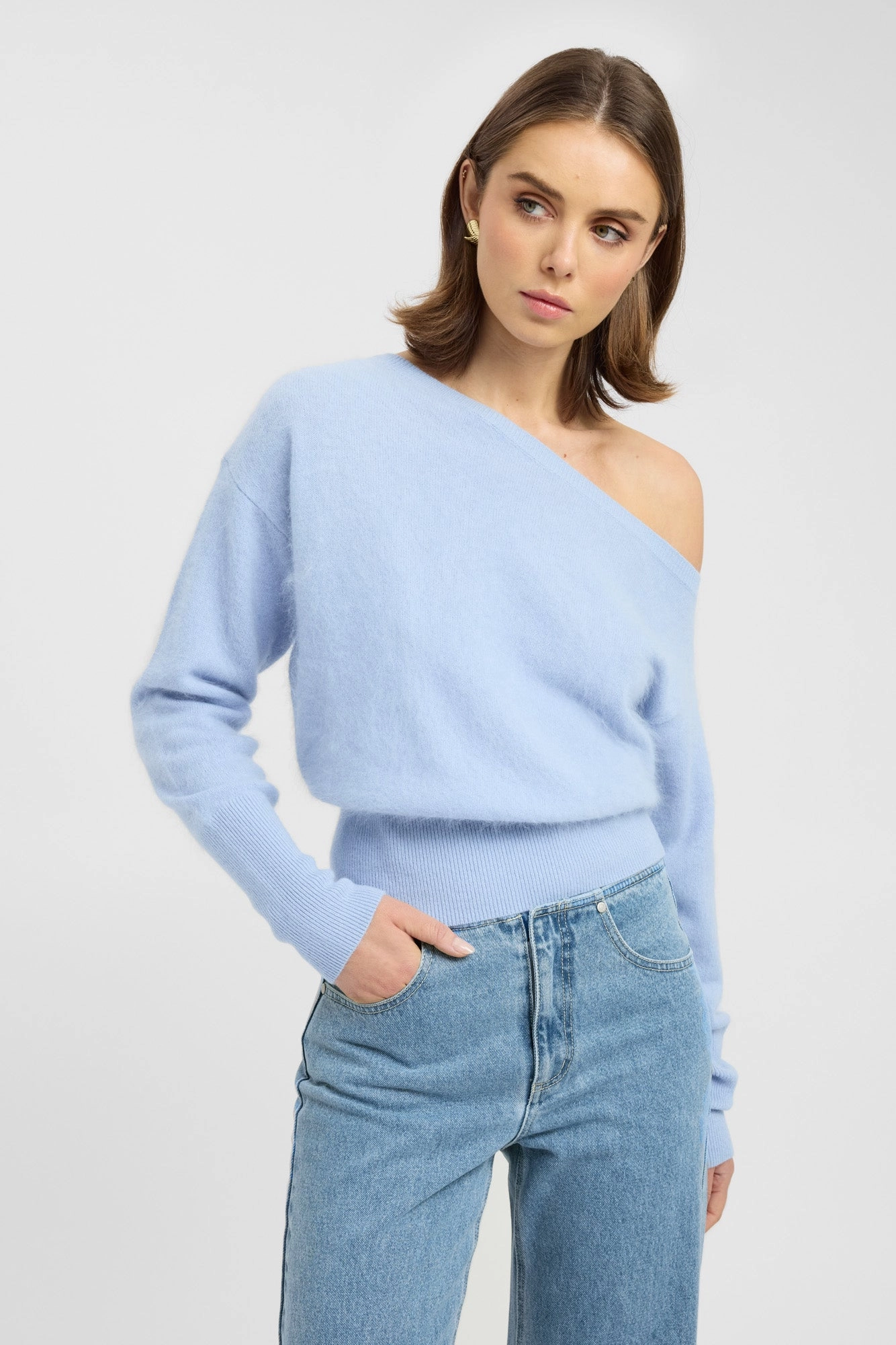 WrinkleResistant Yarn Geneva One Shoulder Jumper