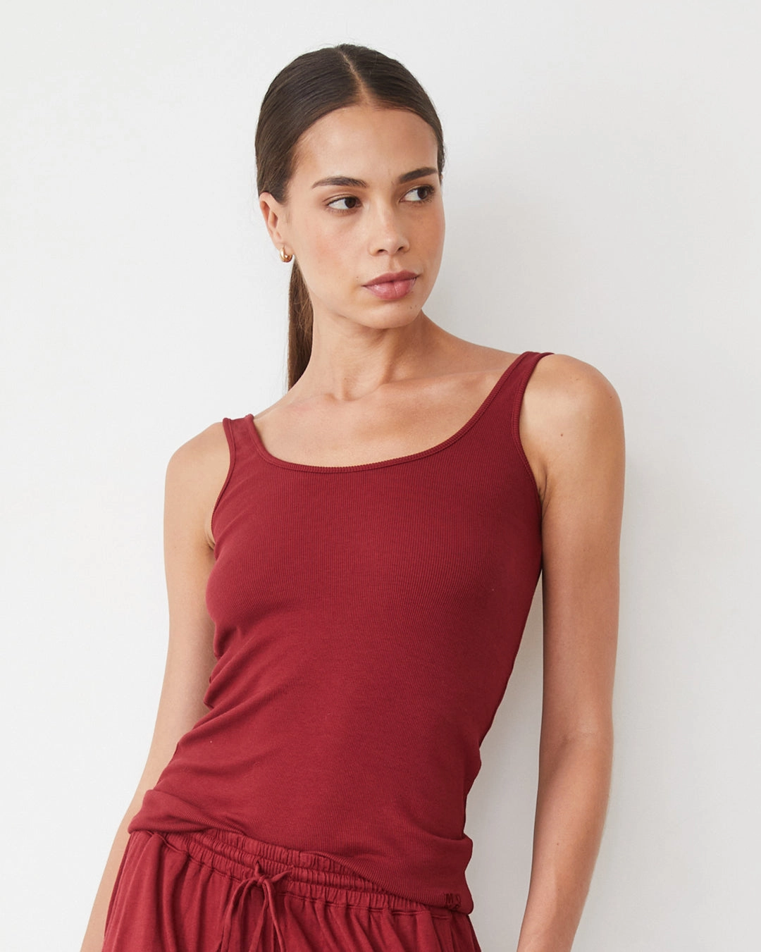 Supimaluxe Rib Scoop Neck Tank Moisture Wicking Fabric RawEdgedDesign