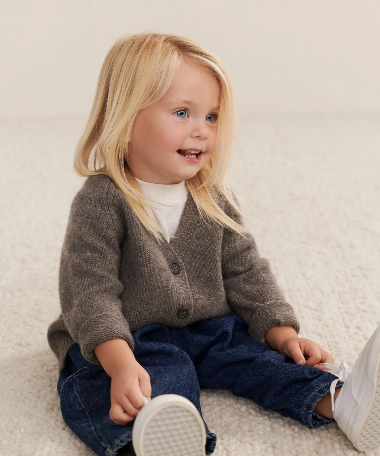 Kids' Cashmere Stanford Cardigan Adjustable Hemline BoxyCrop