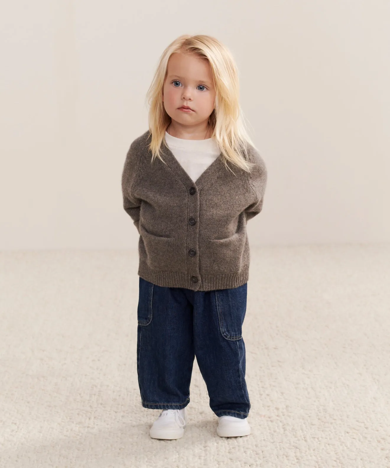 Kids' Cashmere Stanford Cardigan Fade Resistant Finish Thermal Regulating Fabric