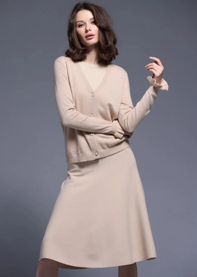 Minnie Rose Cashmere V Neck Ruffle Cardi White No Ride Up Casual Comfort Fit Anti Static Treatment Minnie Rose Cashmere V Neck Ruffle Cardi White