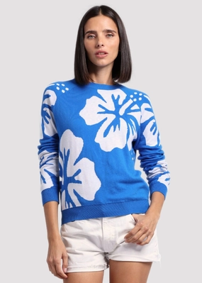 Minnie Rose Cotton Cashmere Hibiscus Reversible Crew Easy Stretch Perfect Warmth Cozy Fashion Minnie Rose Cotton Cashmere Hibiscus Reversible Crew