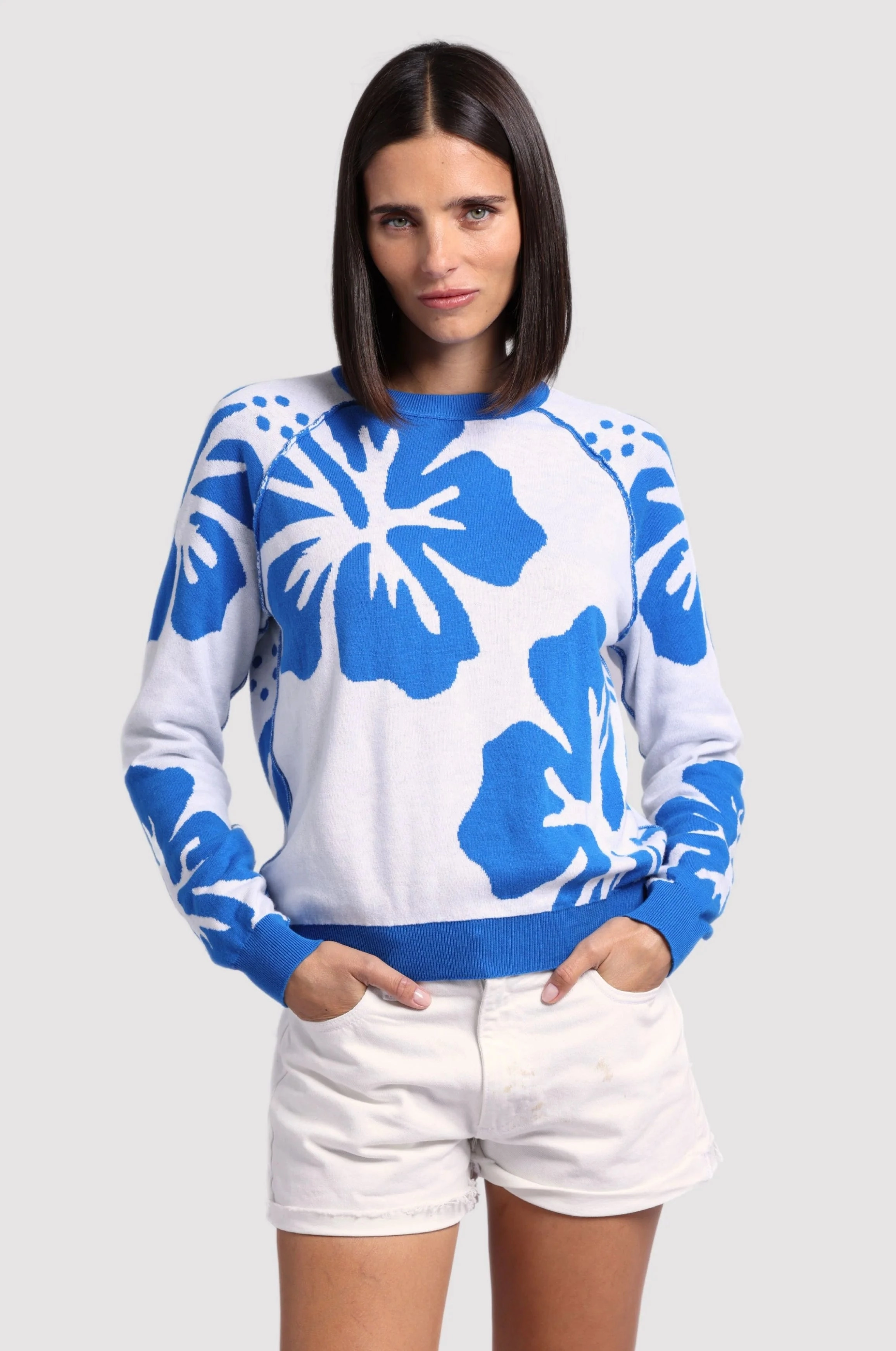 Eco Conscious Packaging Breathable Comfort Minnie Rose Cotton Cashmere Hibiscus Reversible Crew