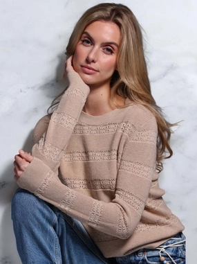 Minnie Rose Cotton Cashmere Pointelle Stripe Crew Fashion Layers Minnie Rose Cotton Cashmere Pointelle Stripe Crew Timeless Design