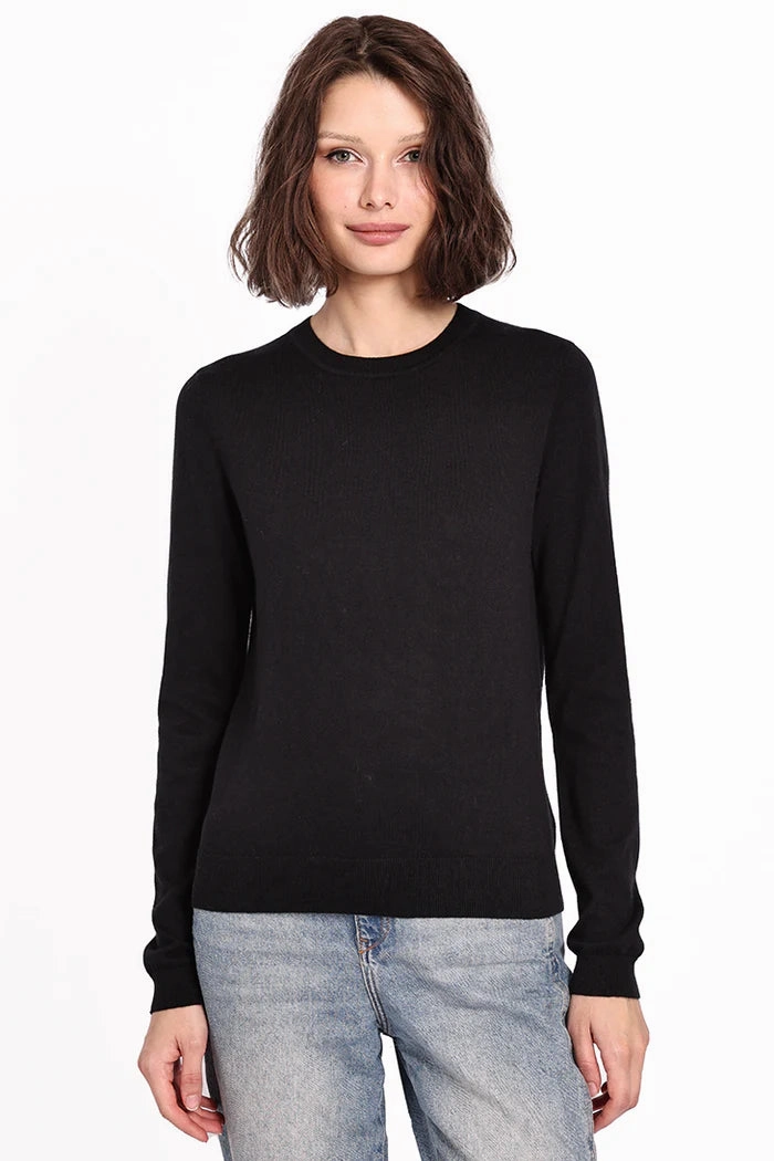 Classic Knitwear Relaxed Style Minnie Rose Supima Cotton Cashmere Long Sleeve Crew