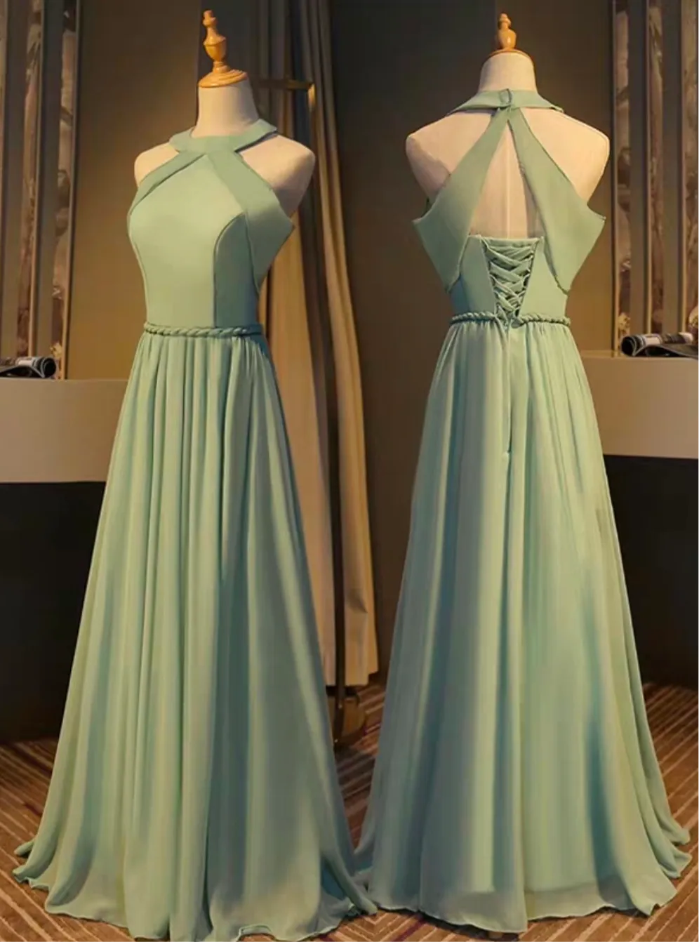 Mint bean green sweetheart off shoulder halter multi style chiffon bridesmaid dresses