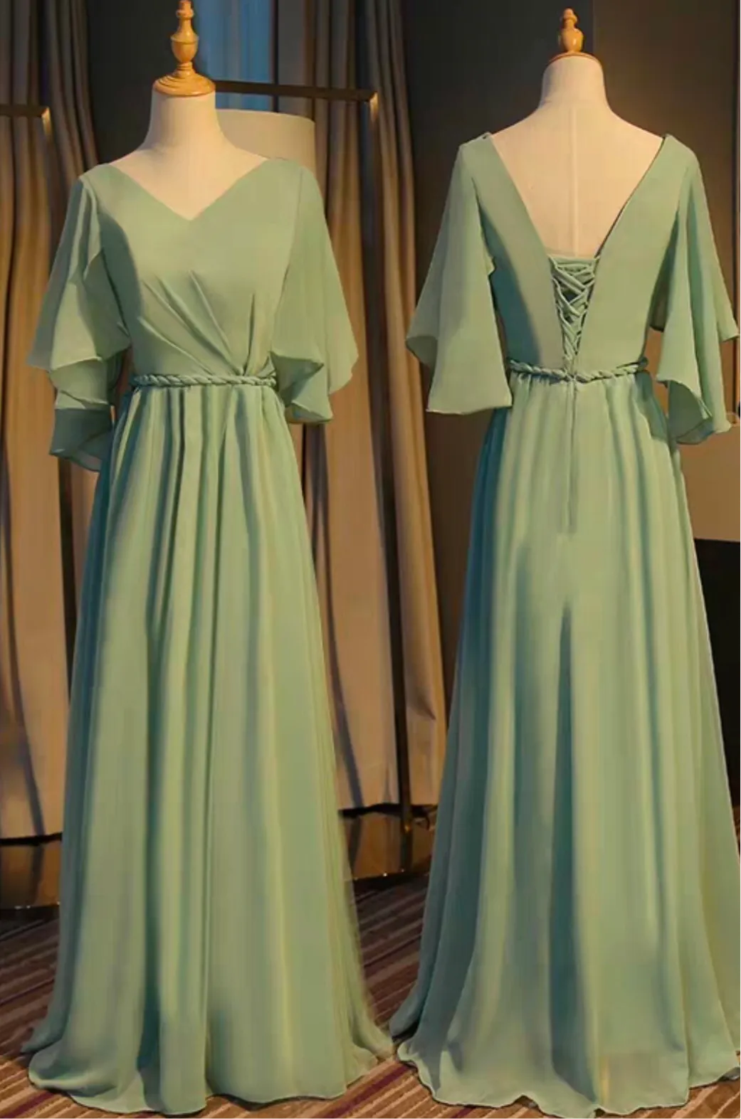 Mint bean green sweetheart off shoulder halter multi style chiffon bridesmaid dresses