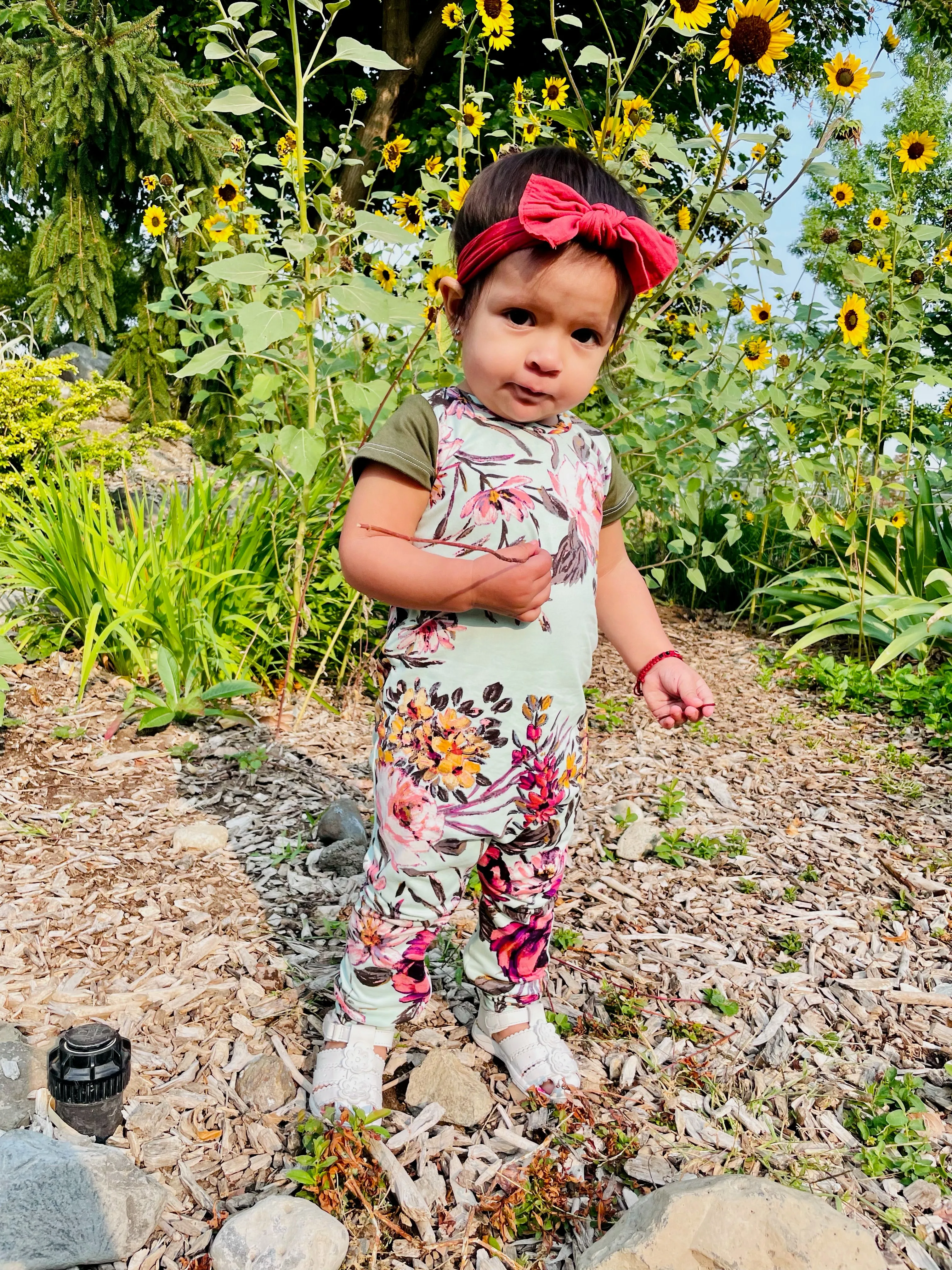 Mint Floral Zip Baby Romper