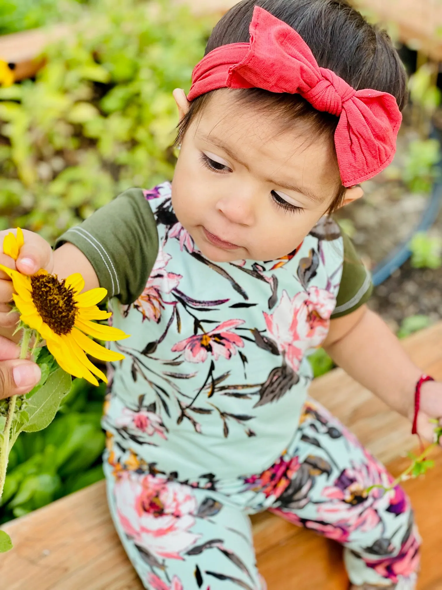 Mint Floral Zip Baby Romper
