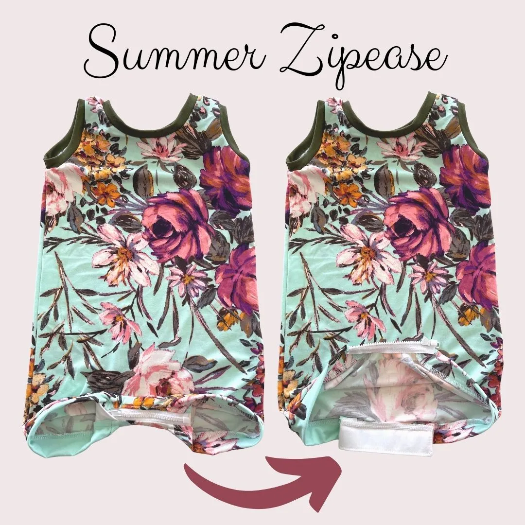 Mint Wildflowers Summer Zip Romper