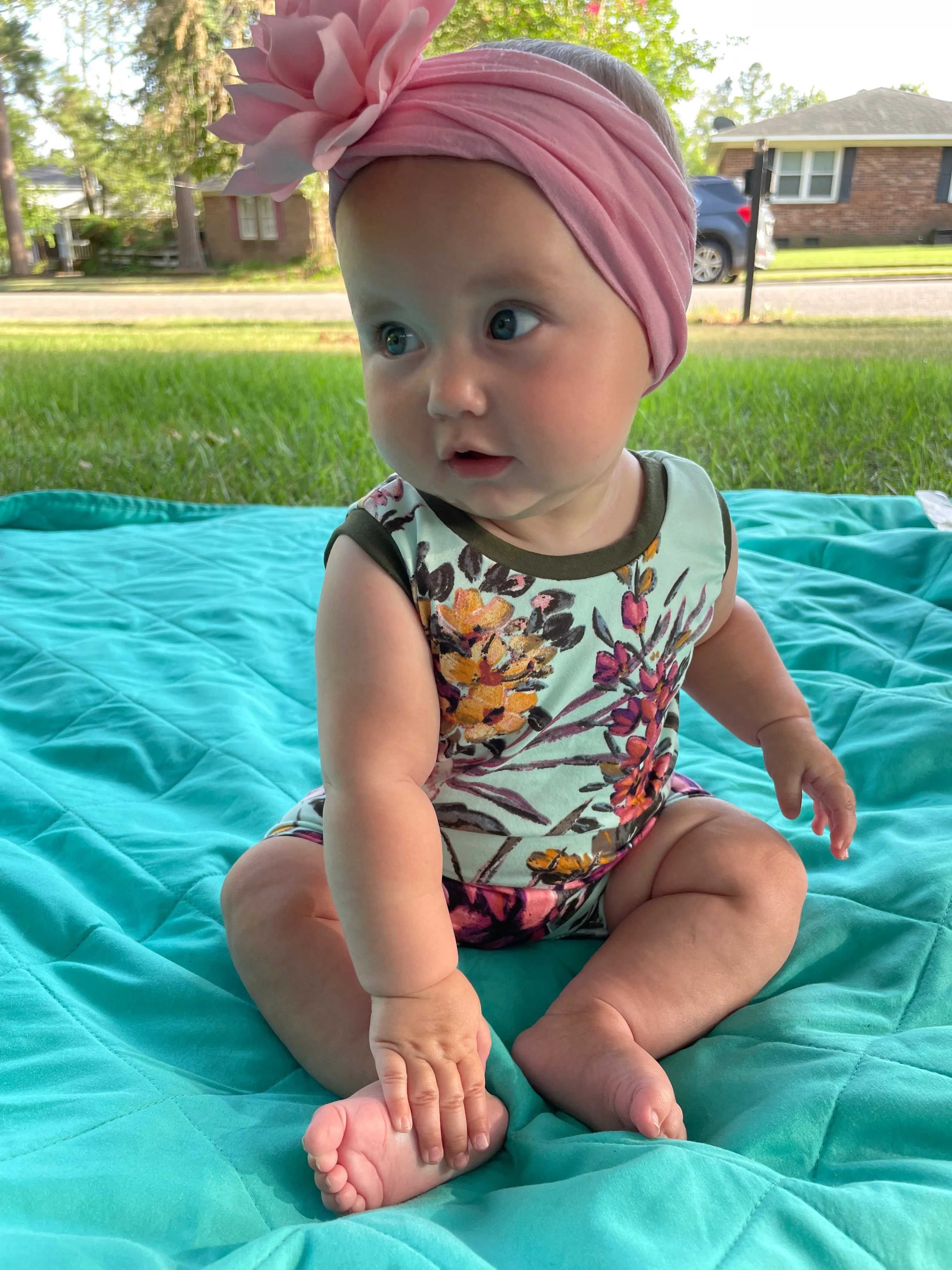 Mint Wildflowers Summer Zip Romper