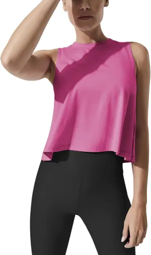 Mippo Crop Tops for Women Womens Workout Tops Flowy Cropped Tank Tops Athletic Shirts