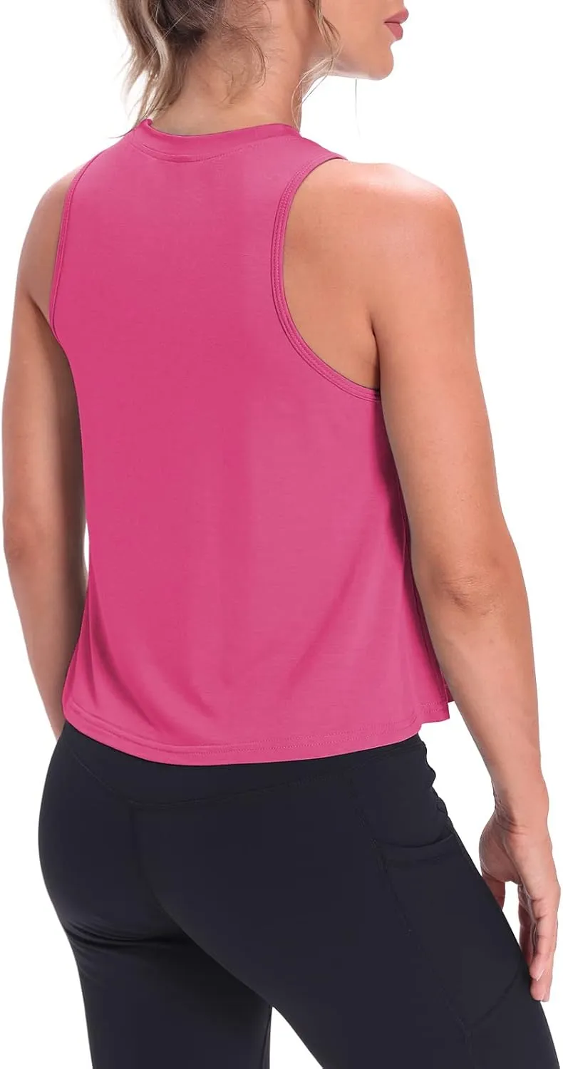 Mippo Crop Tops for Women Womens Workout Tops Flowy Cropped Tank Tops Athletic Shirts