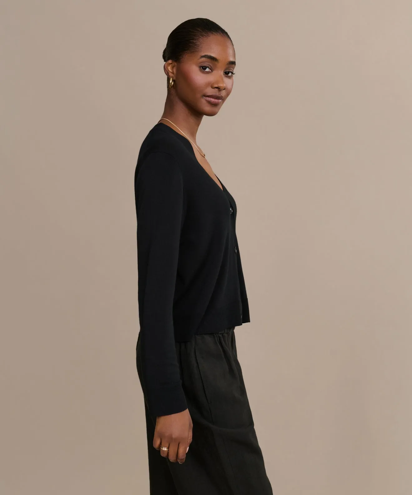 Stretch Knit Fabric LightweightLayeredFabric Mira Cardigan