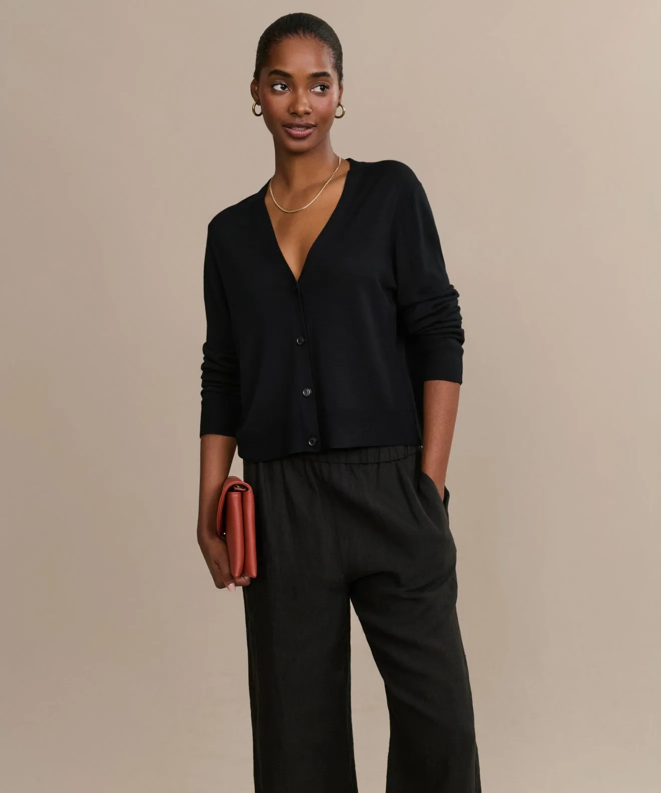 Relaxed Crew Neck Opening Cozy Knit Mira Cardigan