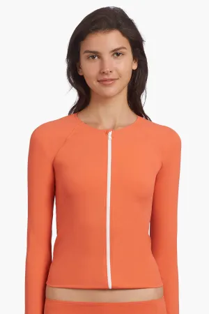 MISKA Paris Mix And Match Zip-Up Girls Rashguard - Poppy Red