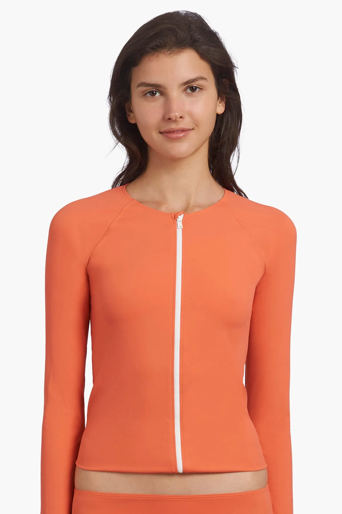 MISKA Paris Mix And Match Zip-Up Girls Rashguard - Poppy Red