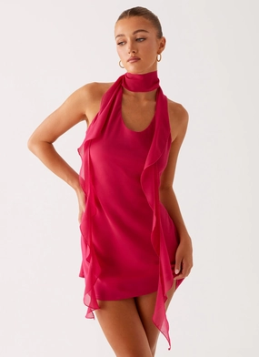 mix and match Tanner Mini Dress - Fuchsia Tanner Mini Dress - Fuchsia Drapey Fabric Balloon-Sleeve