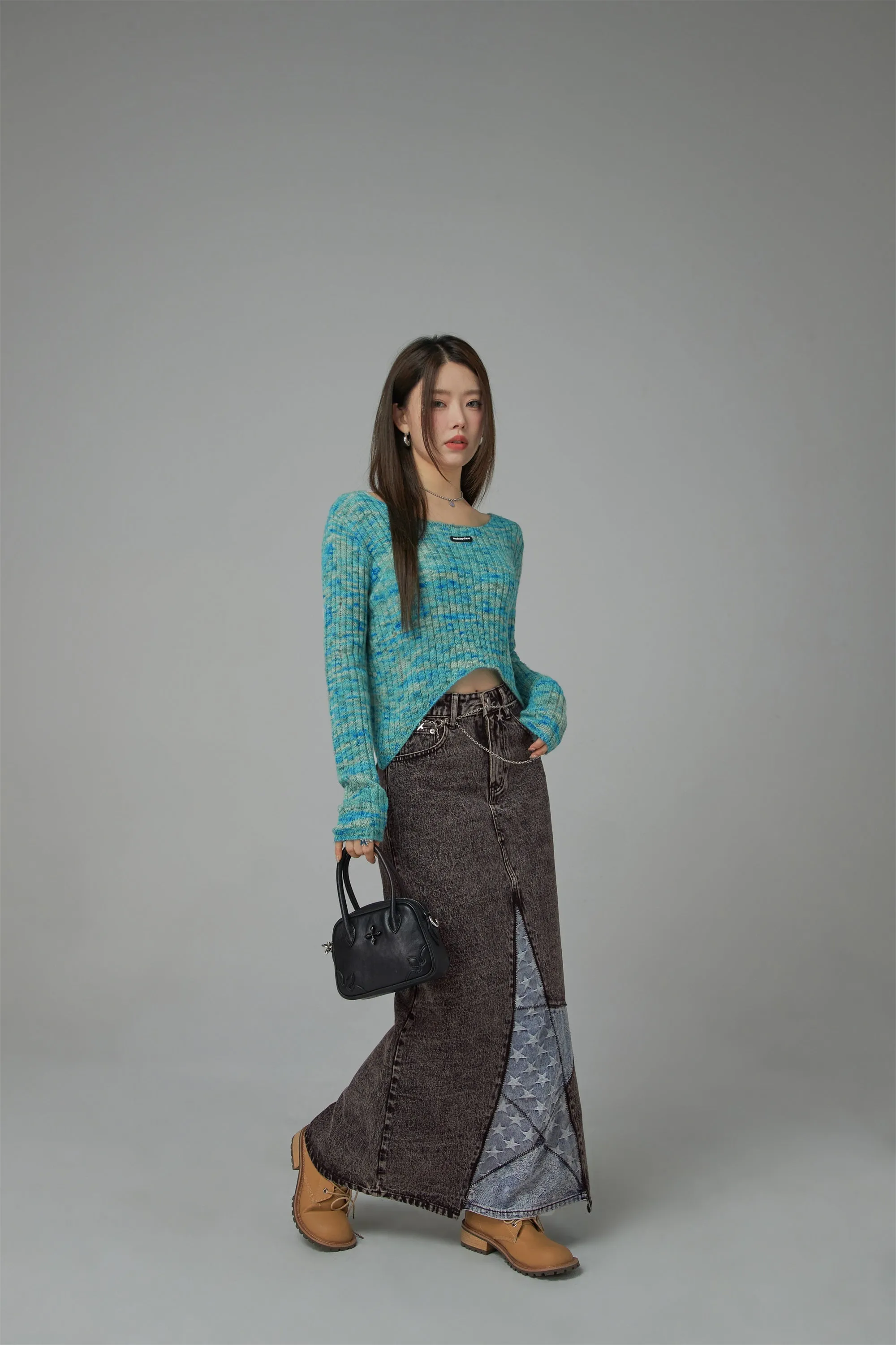 Model In Training Color Matching A-Line Long Skirt