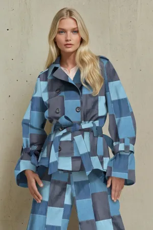 Modern Cool Brex Jacket - Denim  Patchwork Matte Surface Texture Weekend Chill Style Brex Jacket - Denim  Patchwork